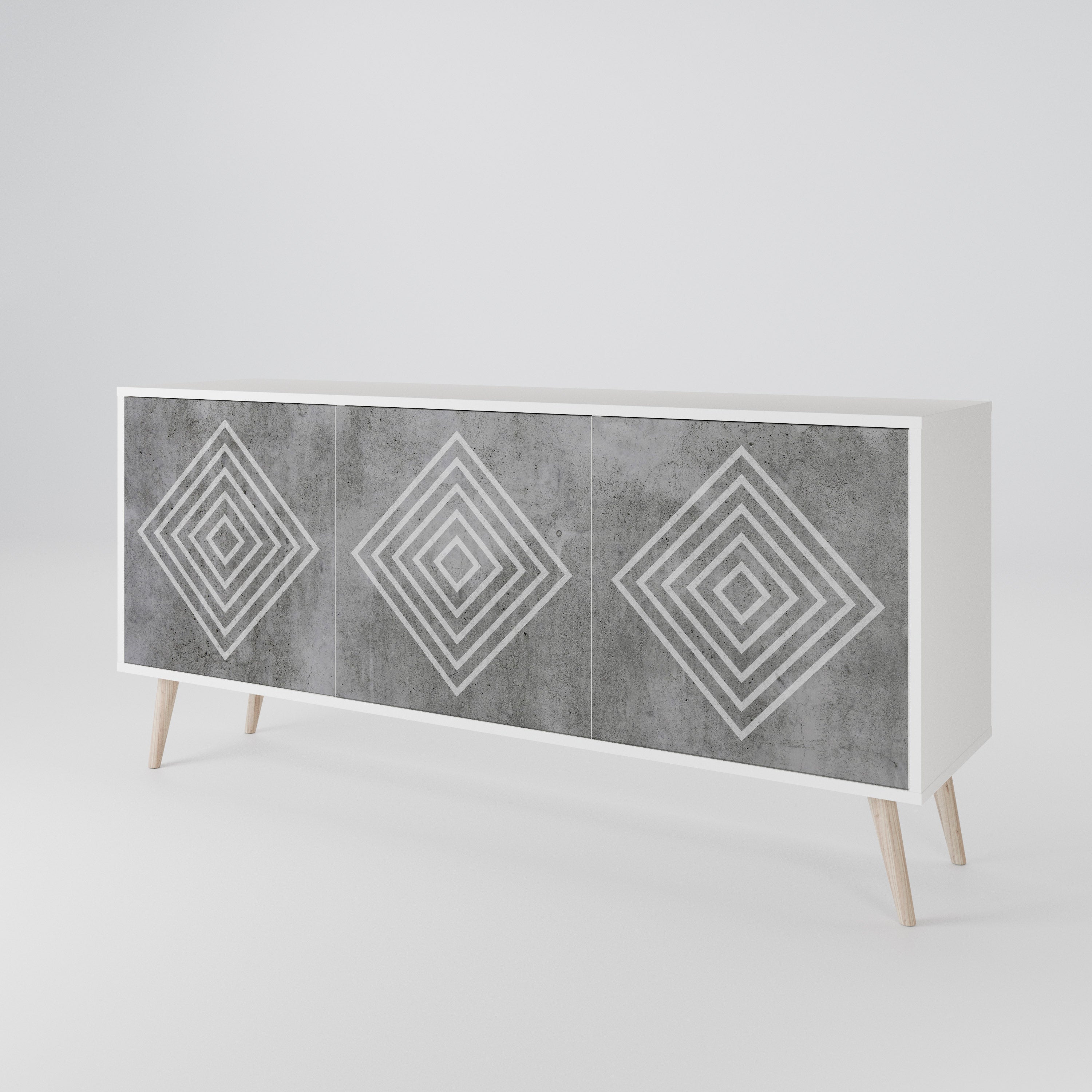 POLYGONAL ARTISTRY Komoda 3-drzwiowa korpus Biały