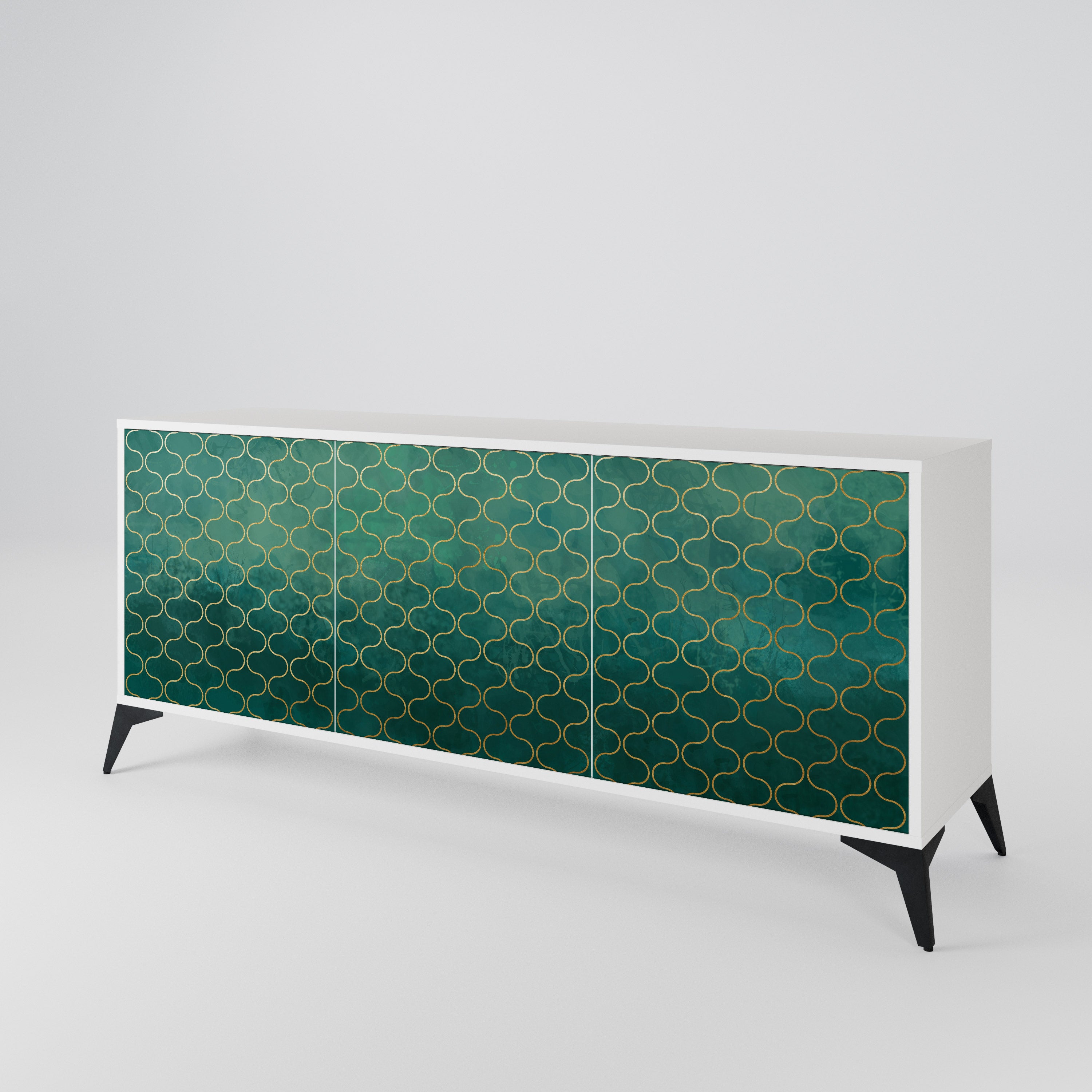 TESSELATED GREENERY Komoda 3-drzwiowa korpus Biały