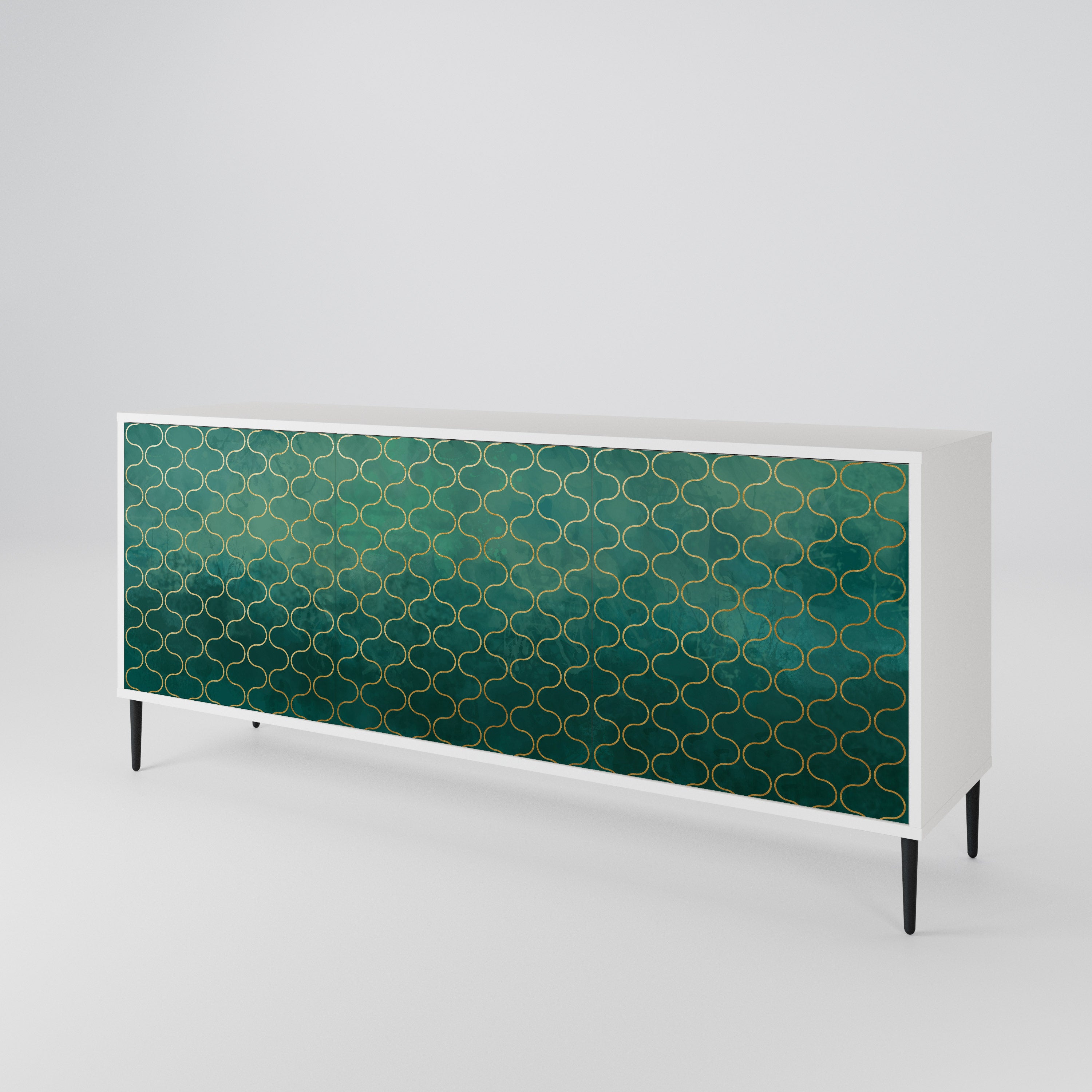 TESSELATED GREENERY Komoda 3-drzwiowa korpus Biały