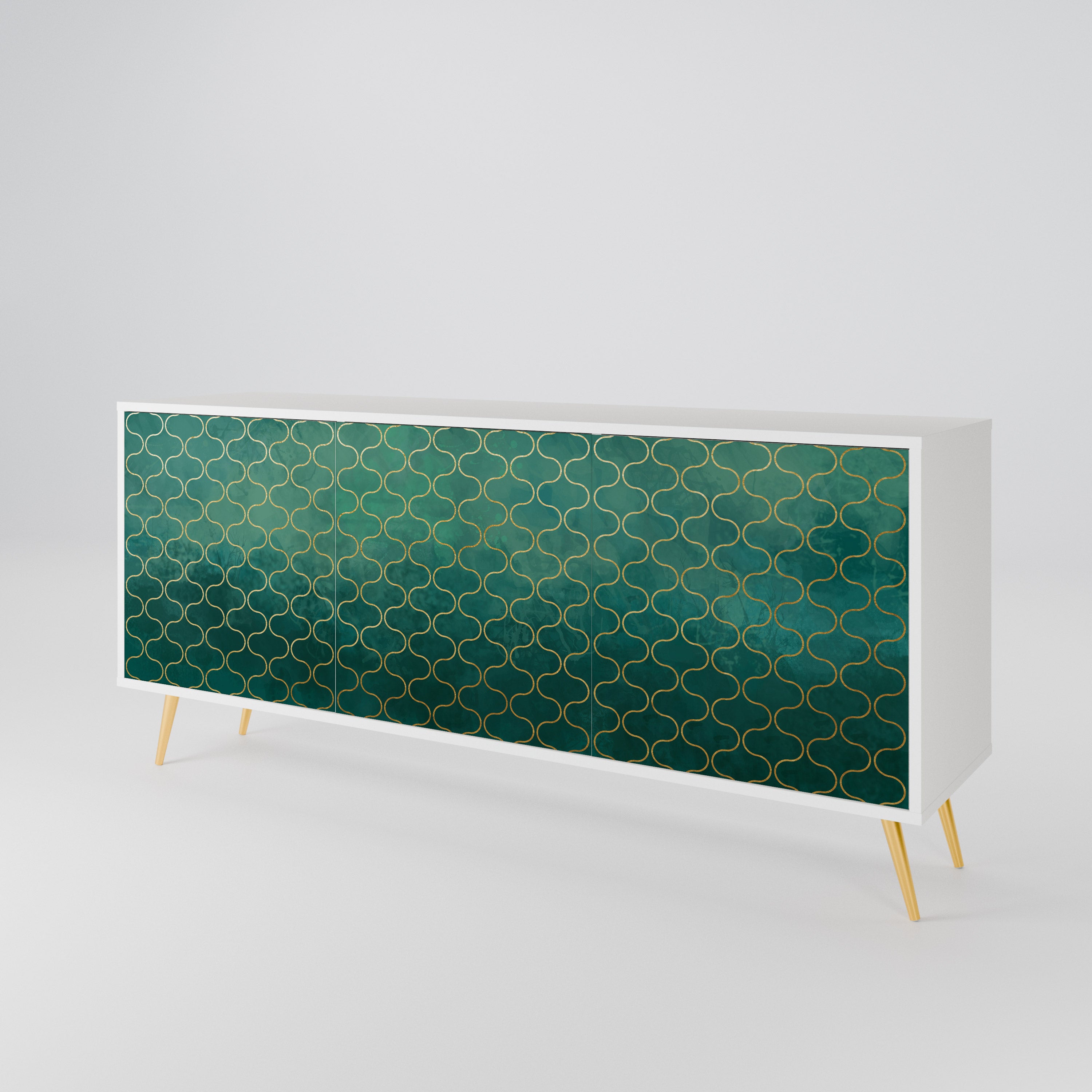 TESSELATED GREENERY Komoda 3-drzwiowa korpus Biały