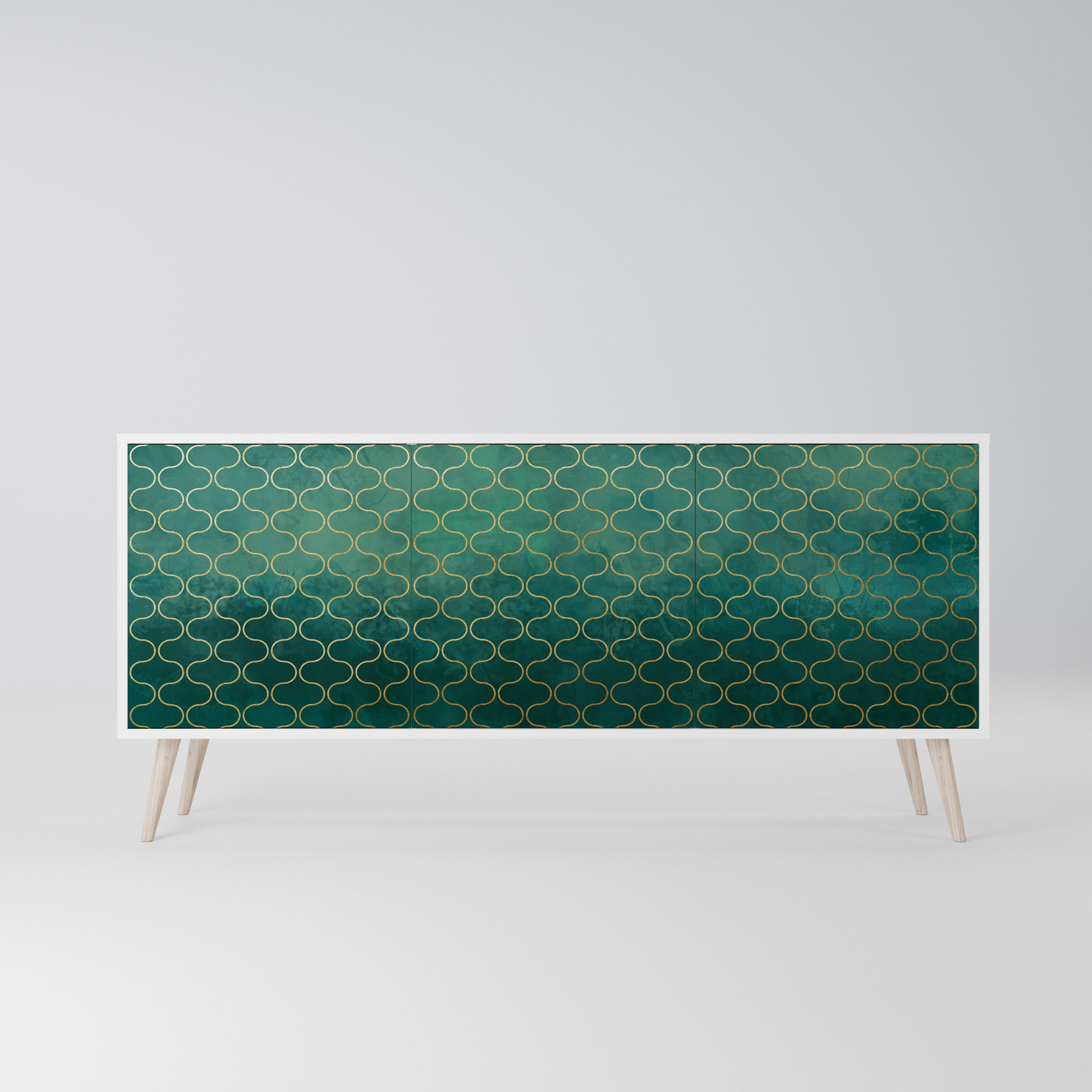 TESSELATED GREENERY Komoda 3-drzwiowa korpus Biały