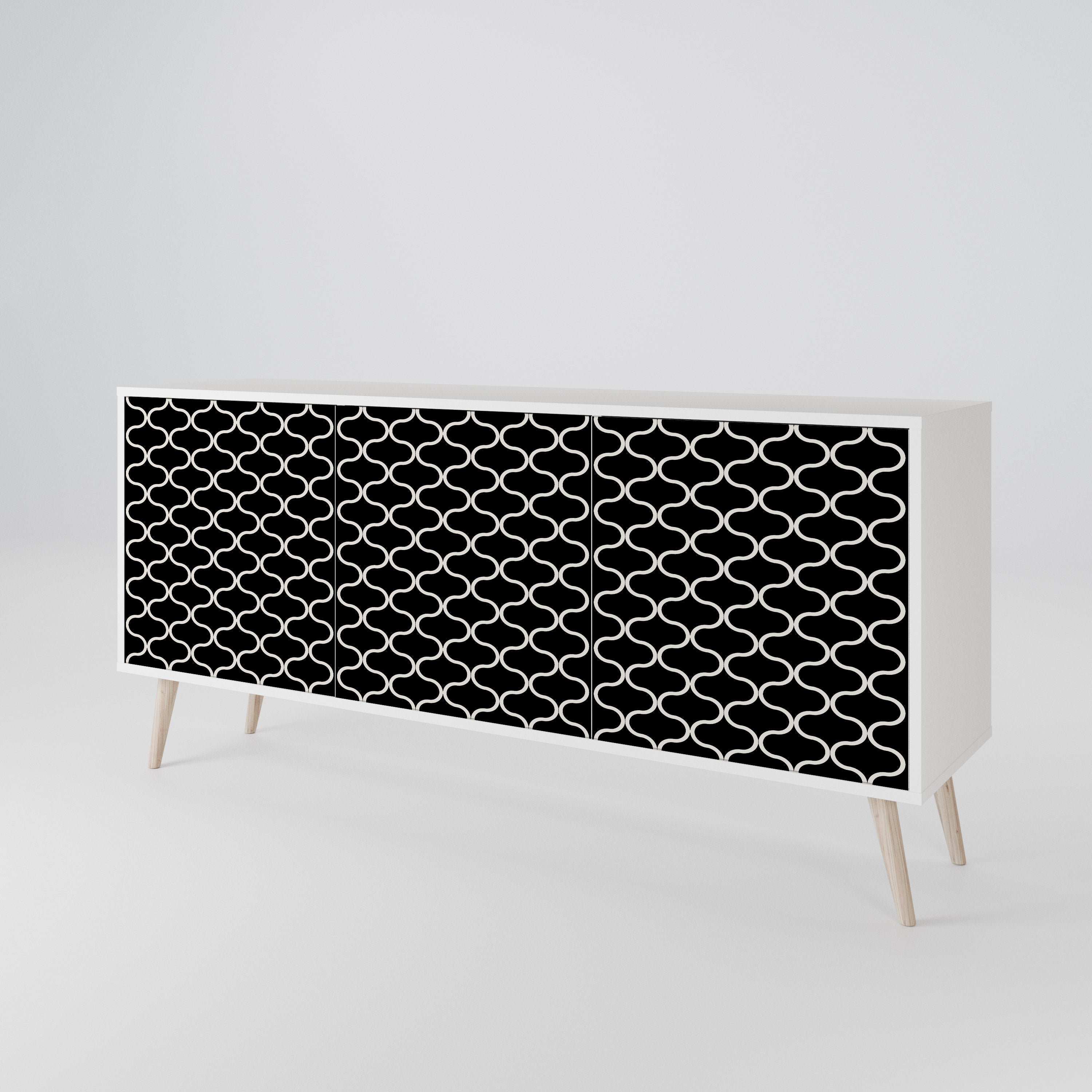 TESSELATED BLACKNESS Komoda 3-drzwiowa korpus Biały