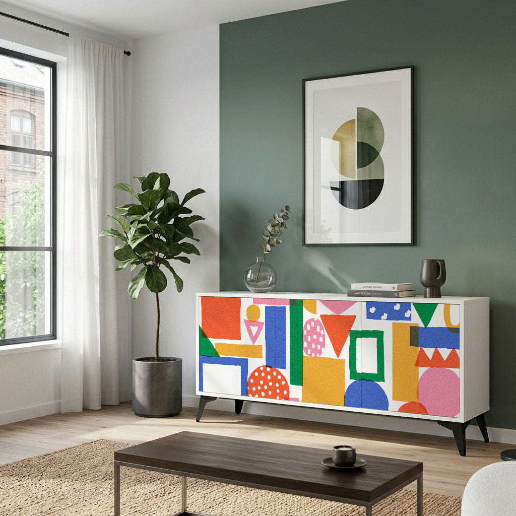 GEOMETRIC GLIMMER Komoda 3-drzwiowa korpus Biały