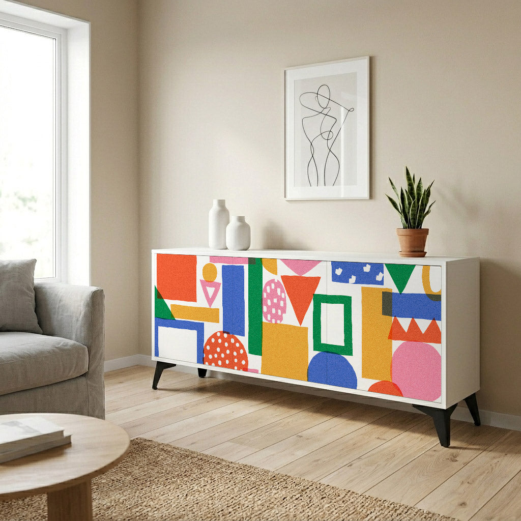 GEOMETRIC GLIMMER Komoda 3-drzwiowa korpus Biały
