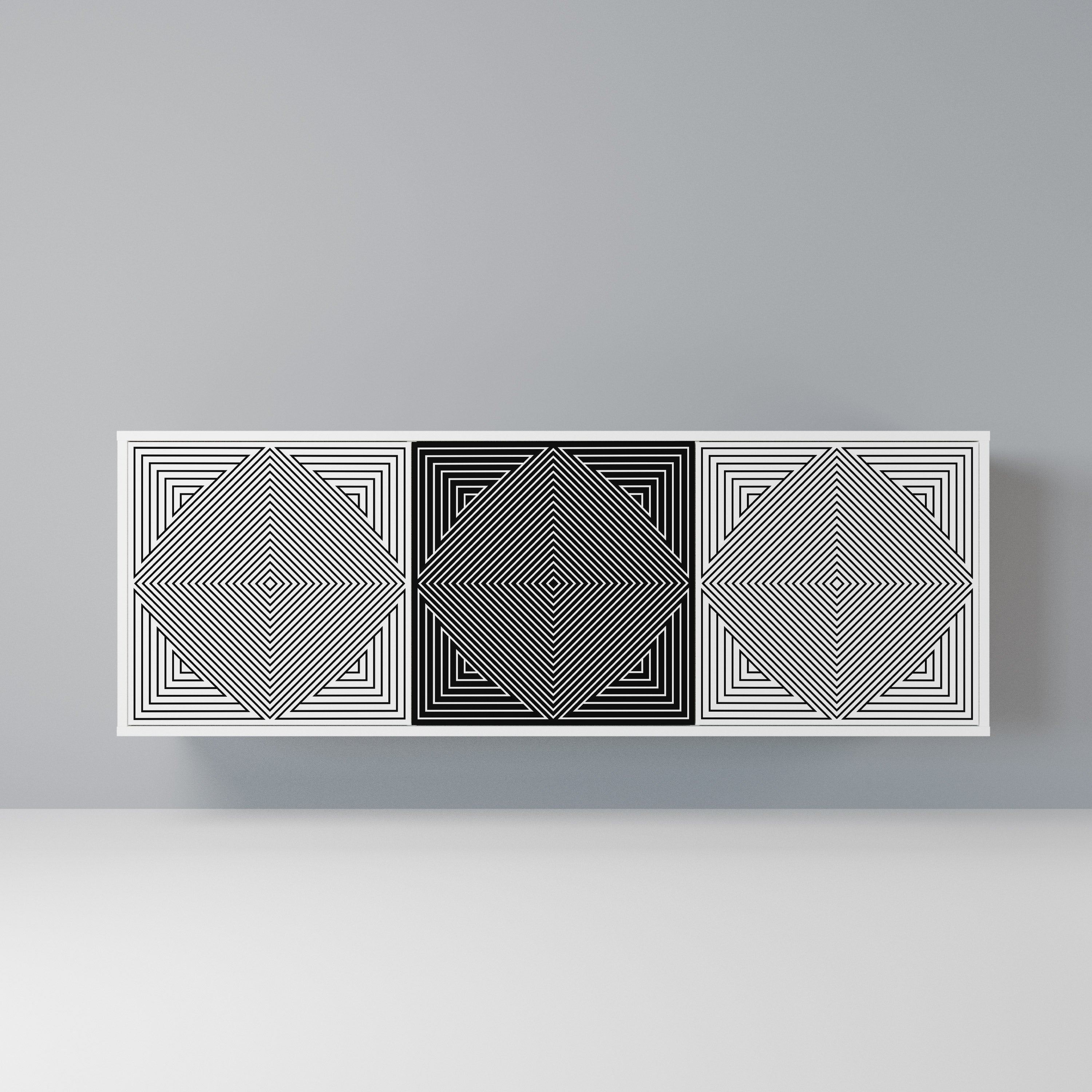 POLYGON ILLUSION Komoda 3-drzwiowa korpus Biały