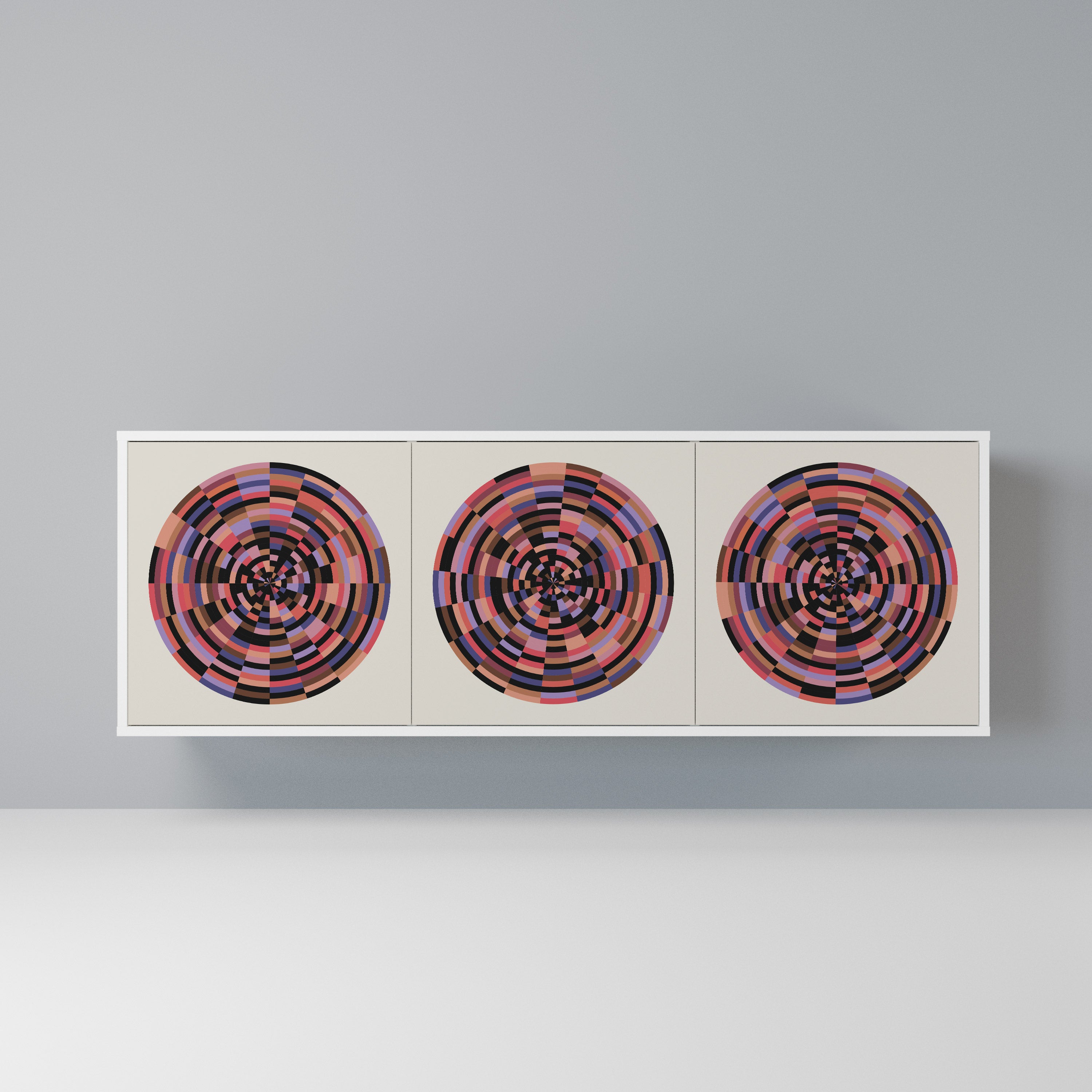 BROWN CIRCLES Komoda 3-drzwiowa korpus Biały