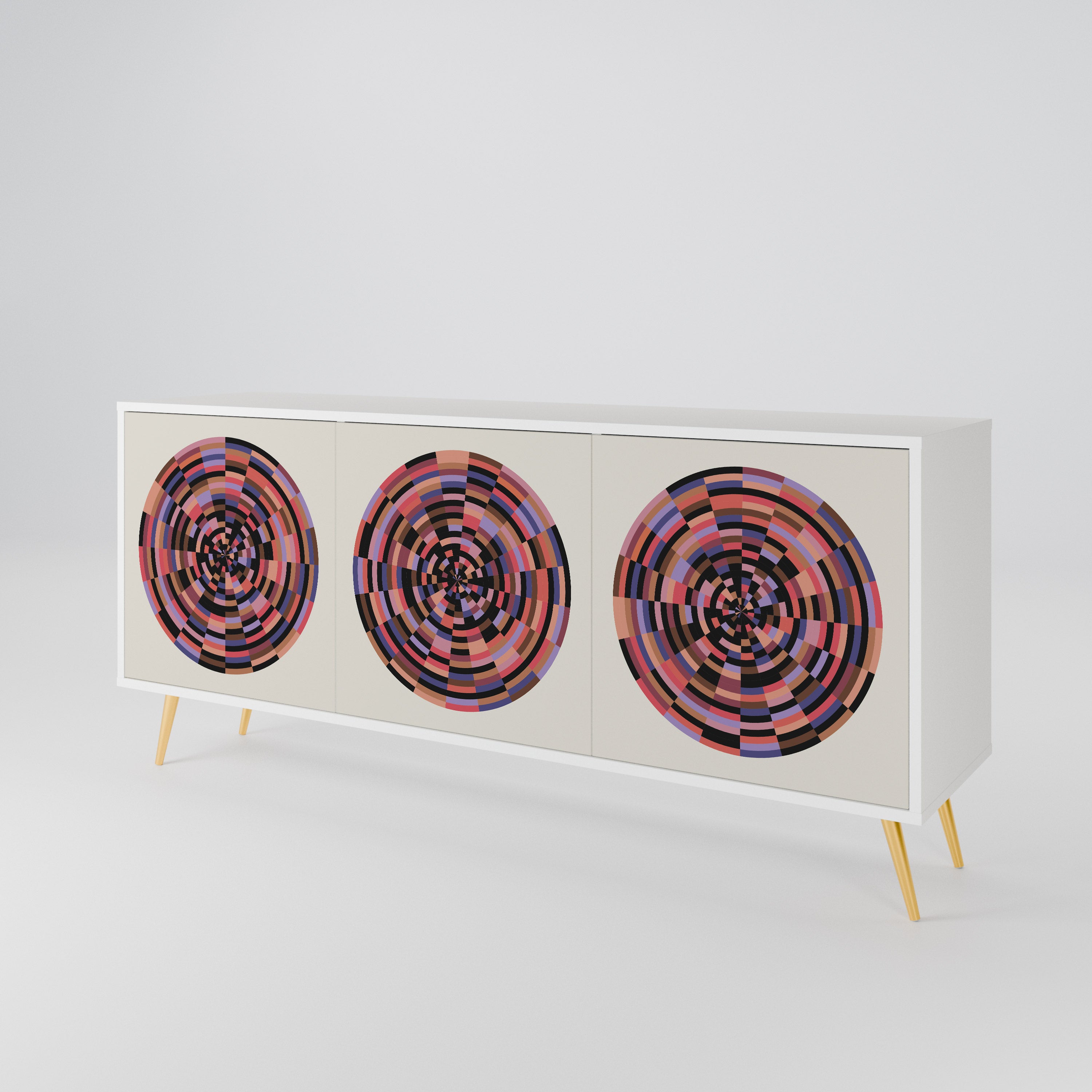 BROWN CIRCLES Komoda 3-drzwiowa korpus Biały