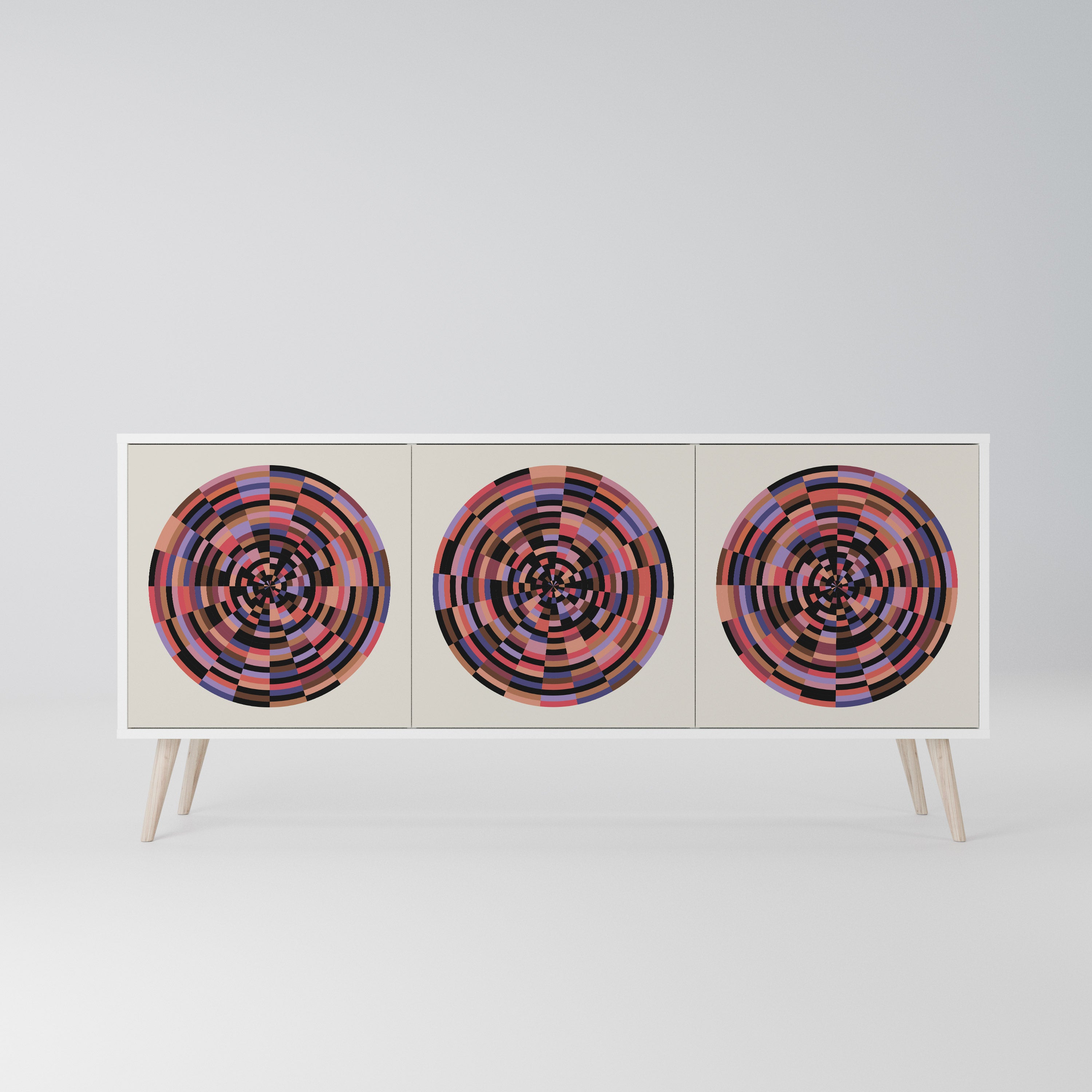 BROWN CIRCLES Komoda 3-drzwiowa korpus Biały
