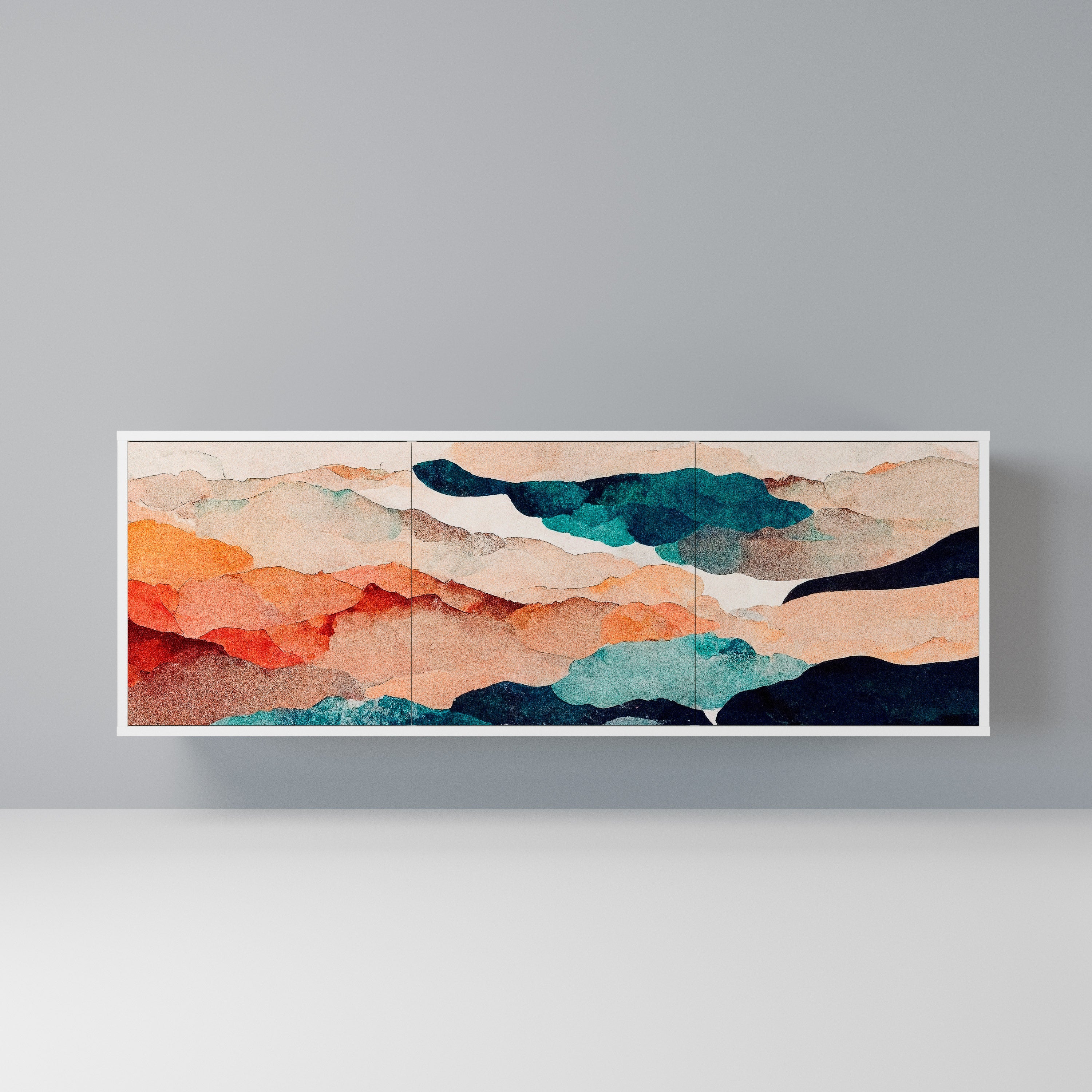 ABSTRACT LANDSCAPE Komoda 3-drzwiowa korpus Biały
