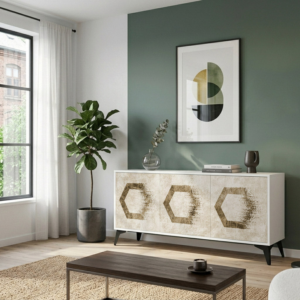 HEXAGONAL SHAPES Komoda 3-drzwiowa korpus Biały