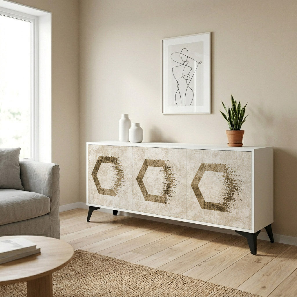 HEXAGONAL SHAPES Komoda 3-drzwiowa korpus Biały
