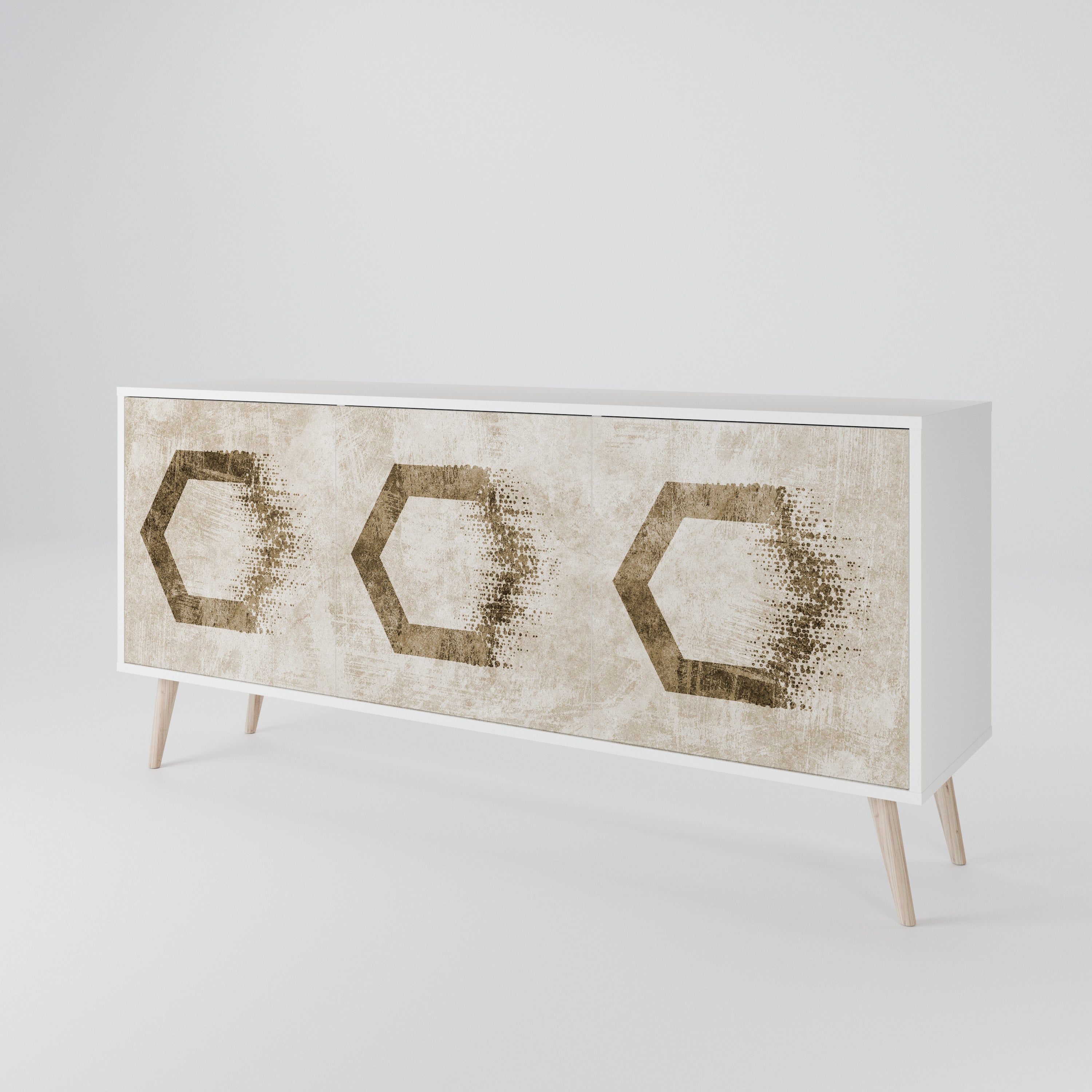 HEXAGONAL SHAPES Komoda 3-drzwiowa korpus Biały