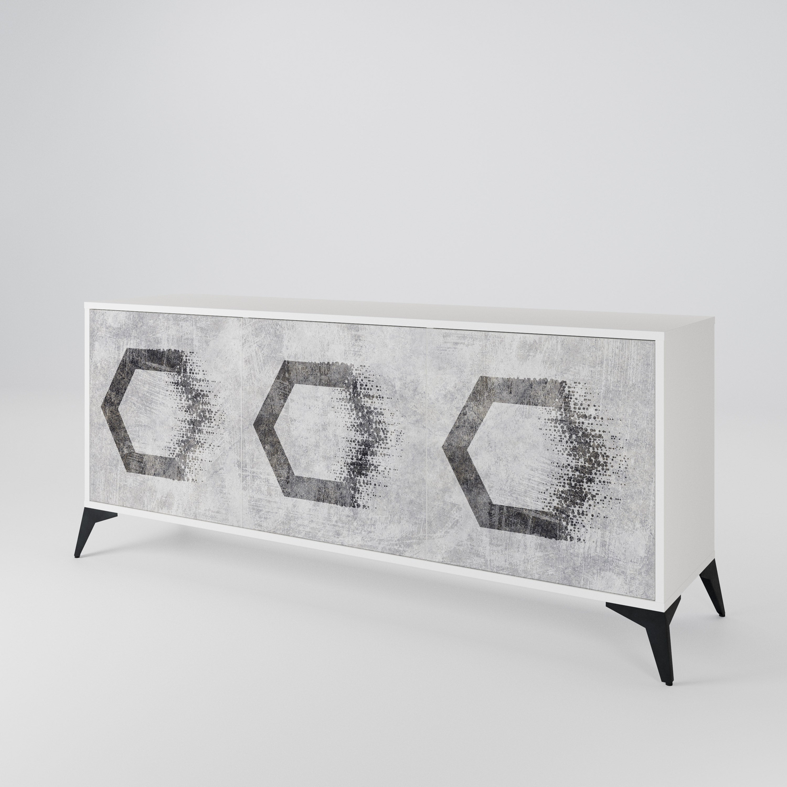 HEXAGONAL FIGURES Komoda 3-drzwiowa korpus Biały