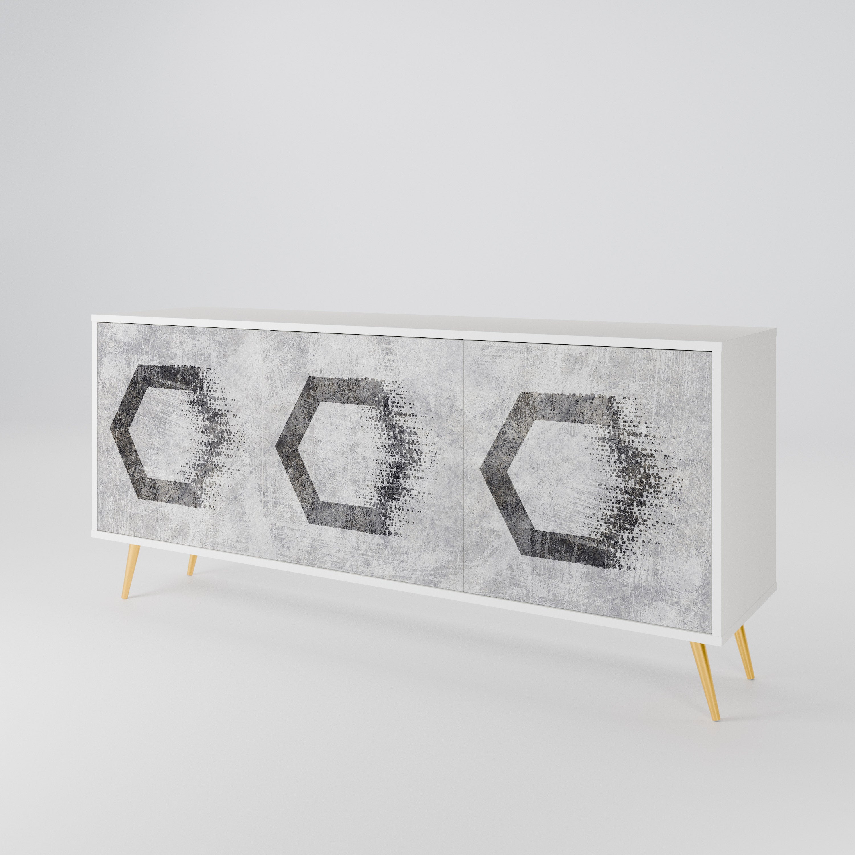 HEXAGONAL FIGURES Komoda 3-drzwiowa korpus Biały