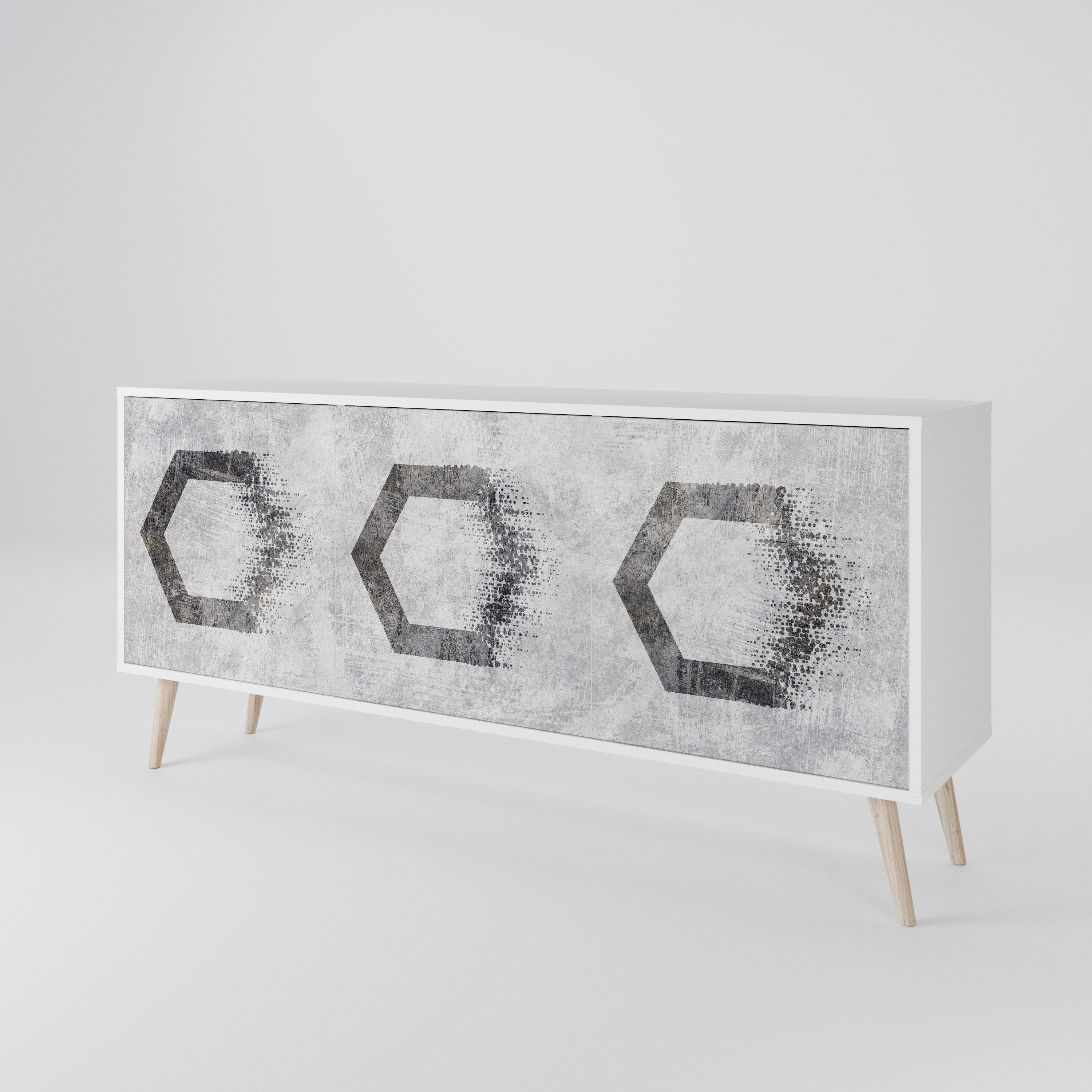 HEXAGONAL FIGURES Komoda 3-drzwiowa korpus Biały