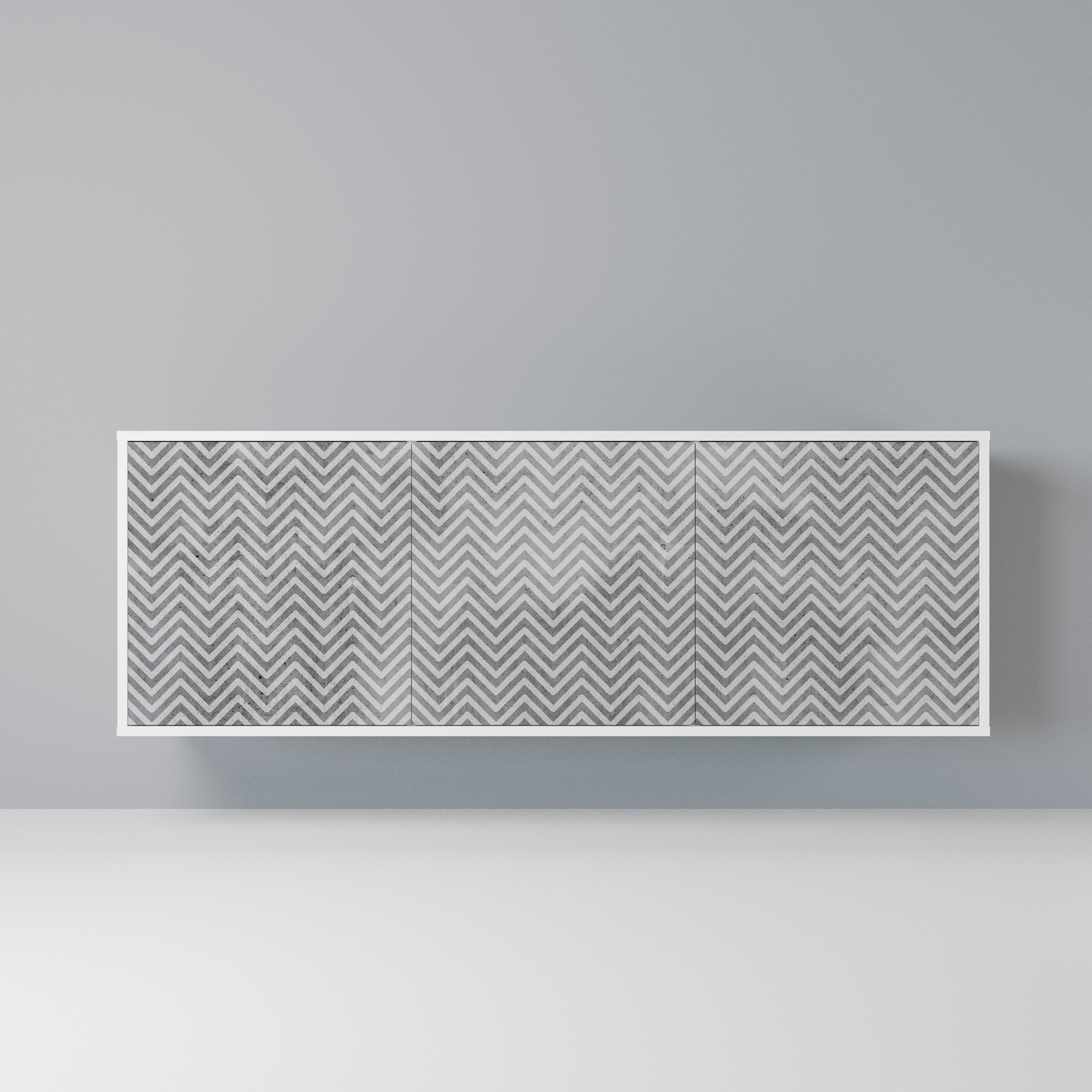 CONCRETE ZIG ZAG Komoda 3-drzwiowa korpus Biały