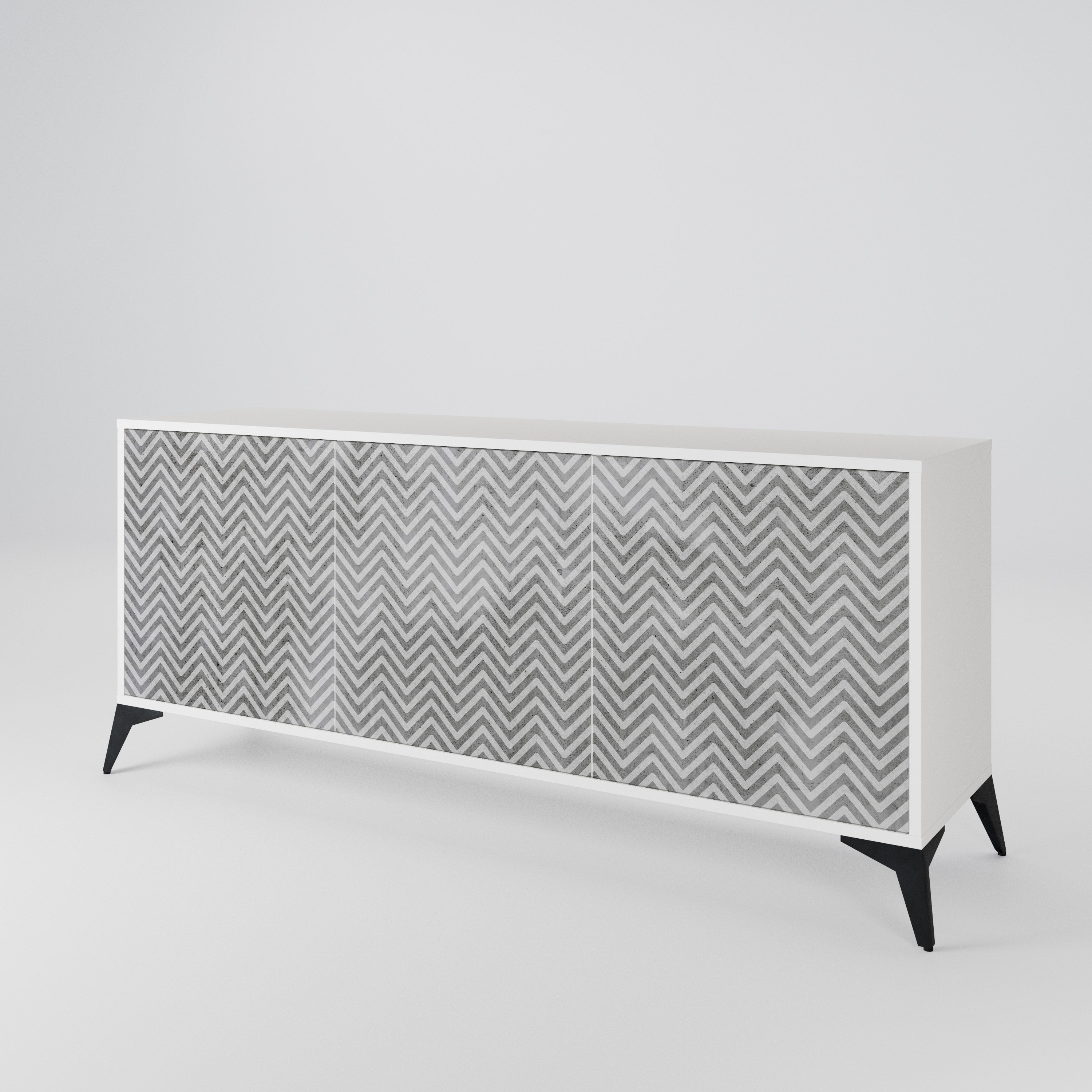 CONCRETE ZIG ZAG Komoda 3-drzwiowa korpus Biały