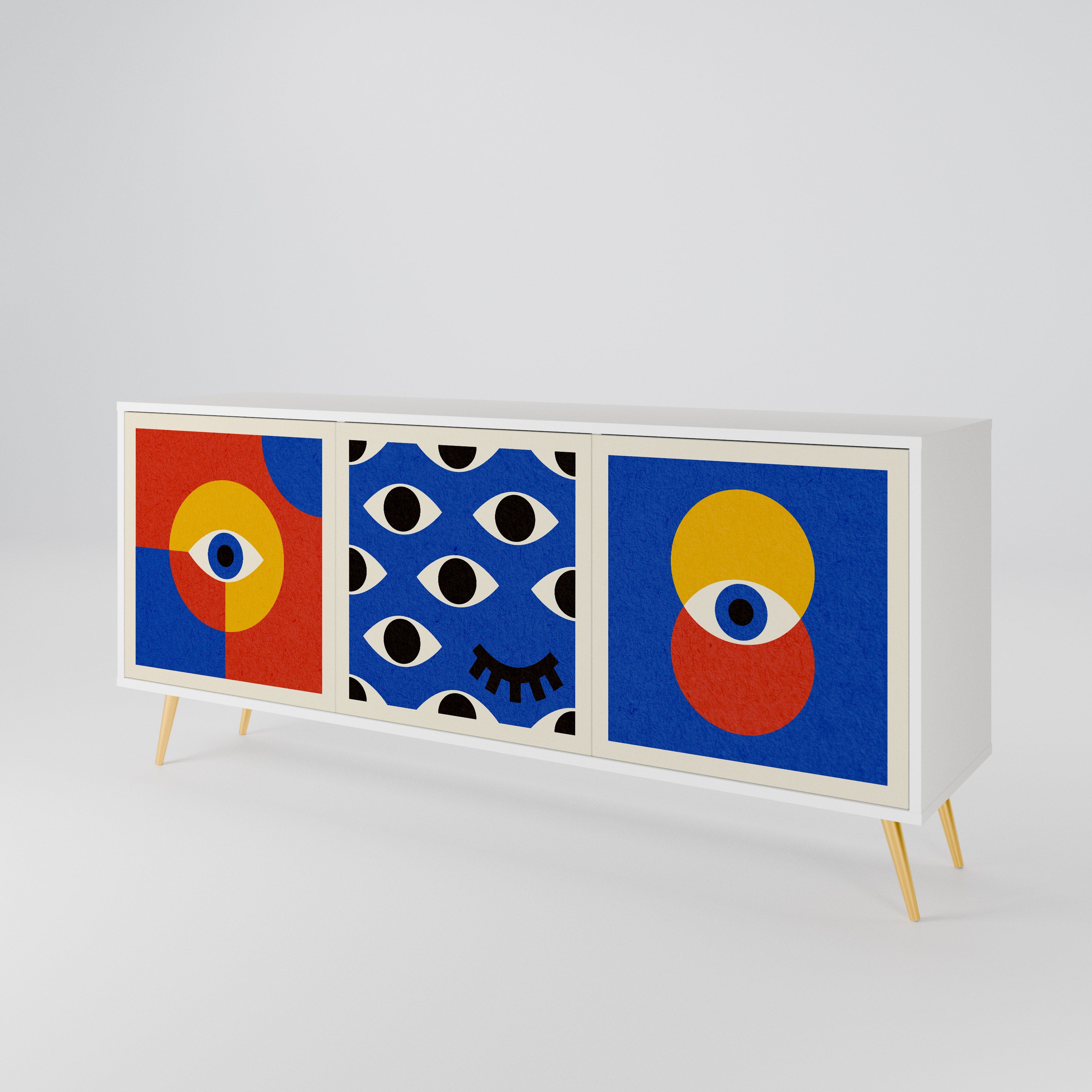 GEOMETRIC EYES Komoda 3-drzwiowa korpus Biały