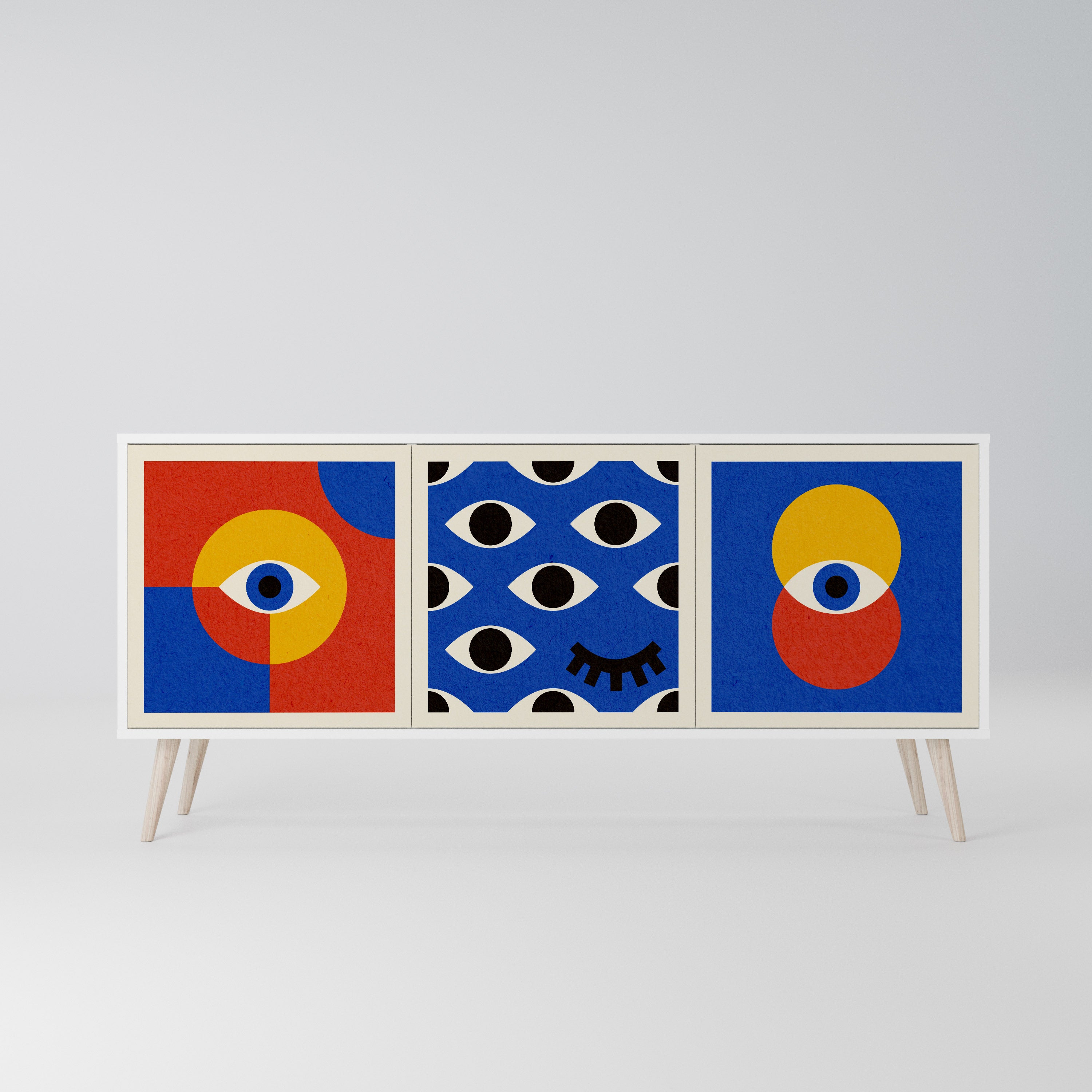 GEOMETRIC EYES Komoda 3-drzwiowa korpus Biały
