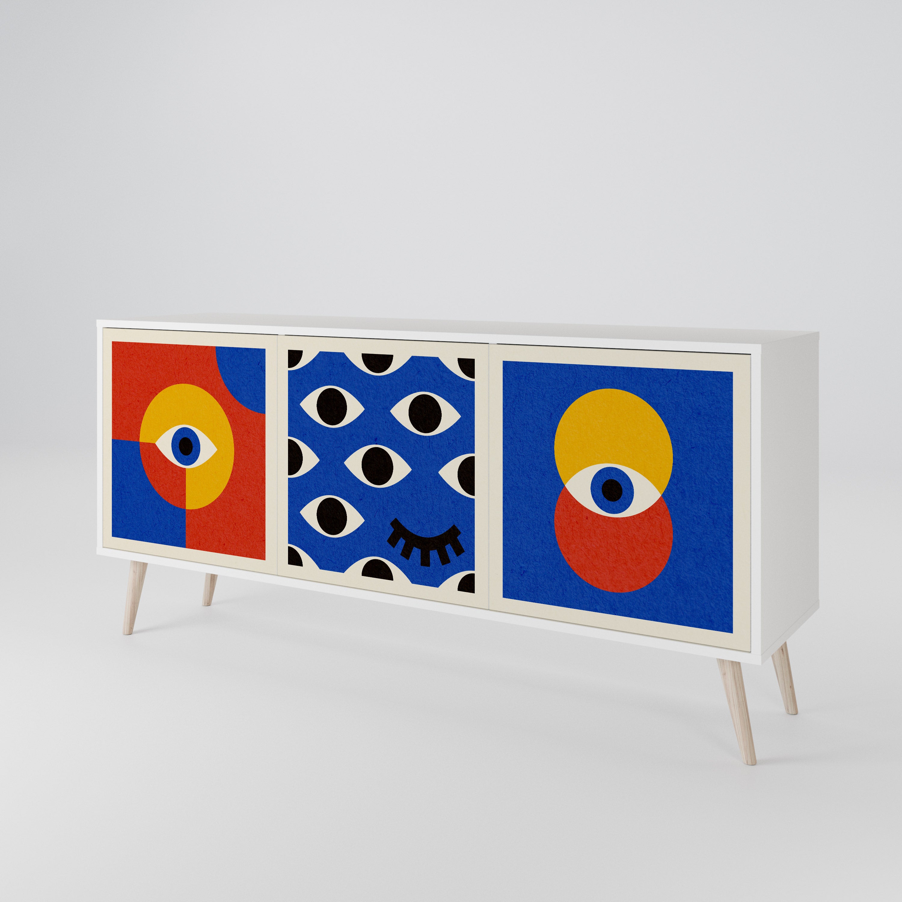GEOMETRIC EYES Komoda 3-drzwiowa korpus Biały