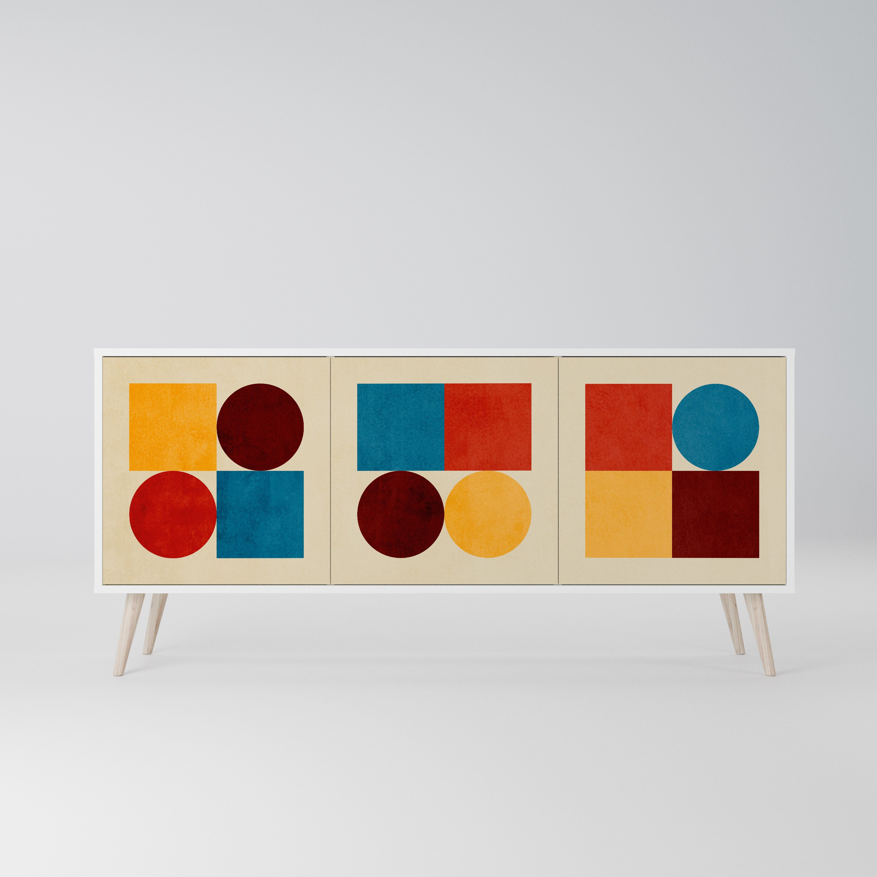 GEOMETRIC PUZZLE Komoda 3-drzwiowa korpus Biały