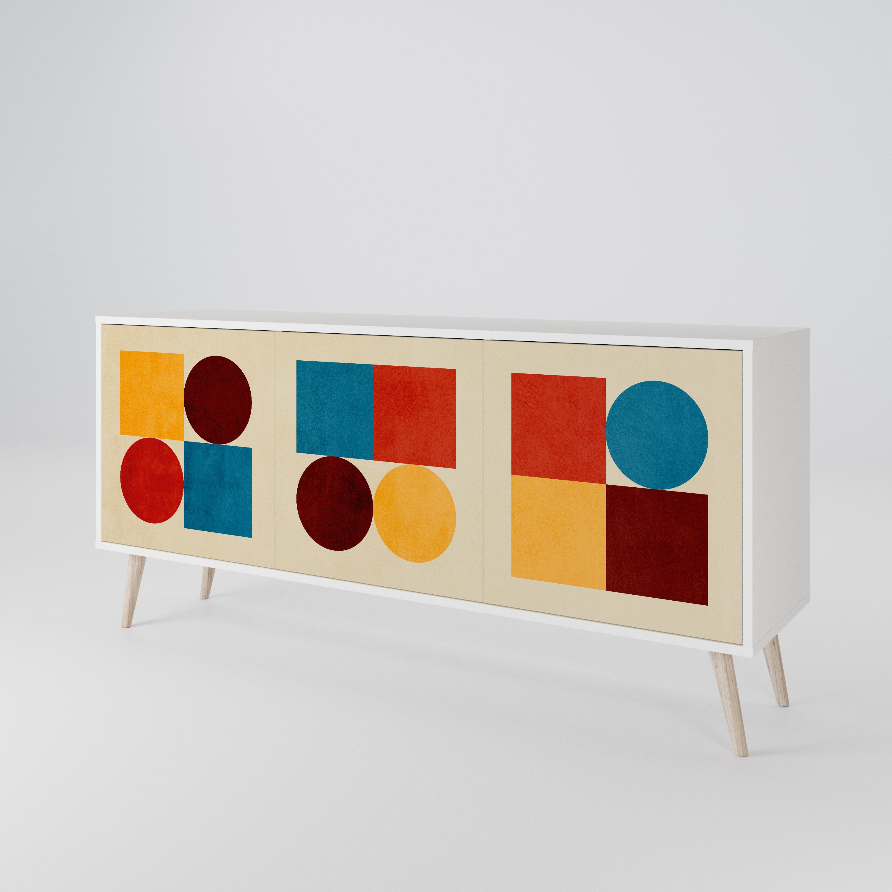GEOMETRIC PUZZLE Komoda 3-drzwiowa korpus Biały
