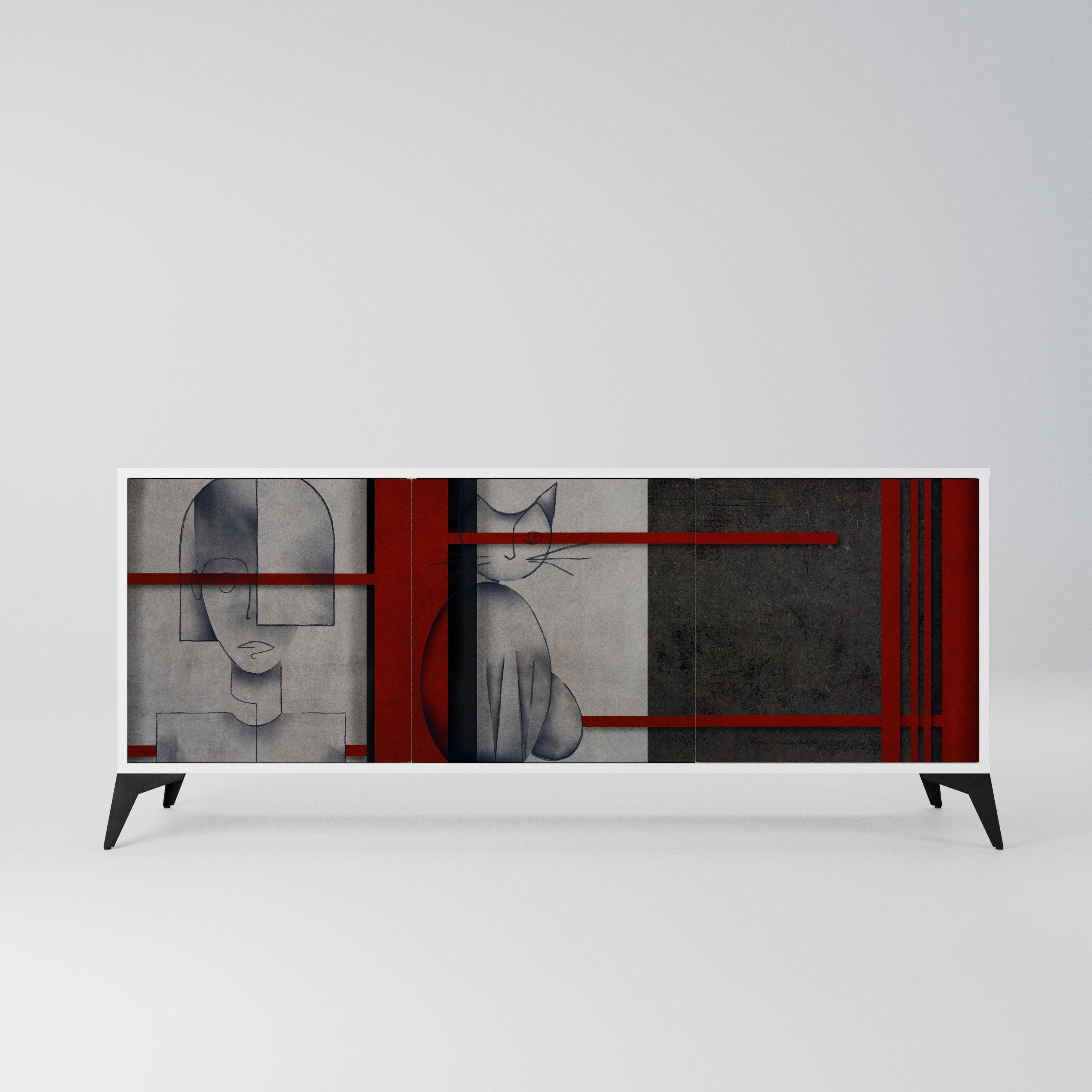 GRAY FIGURES Komoda 3-drzwiowa korpus Biały