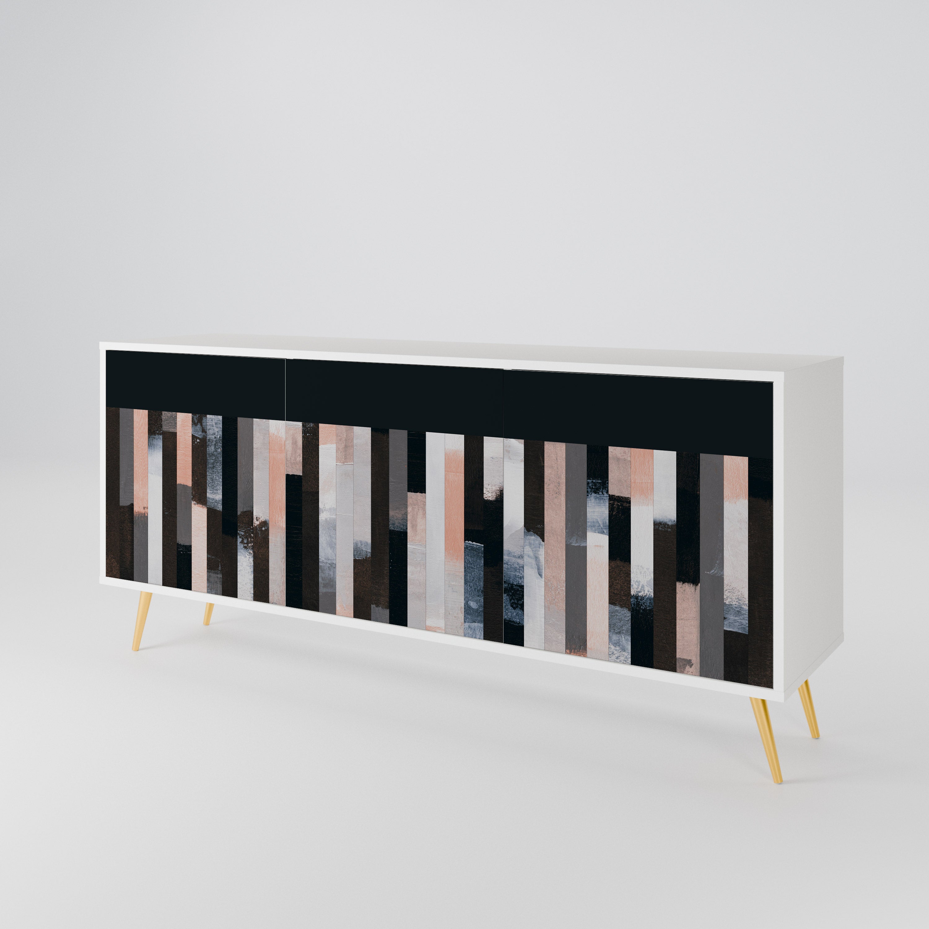 COLLAGE OF RECTANGLES Komoda 3-drzwiowa korpus Biały