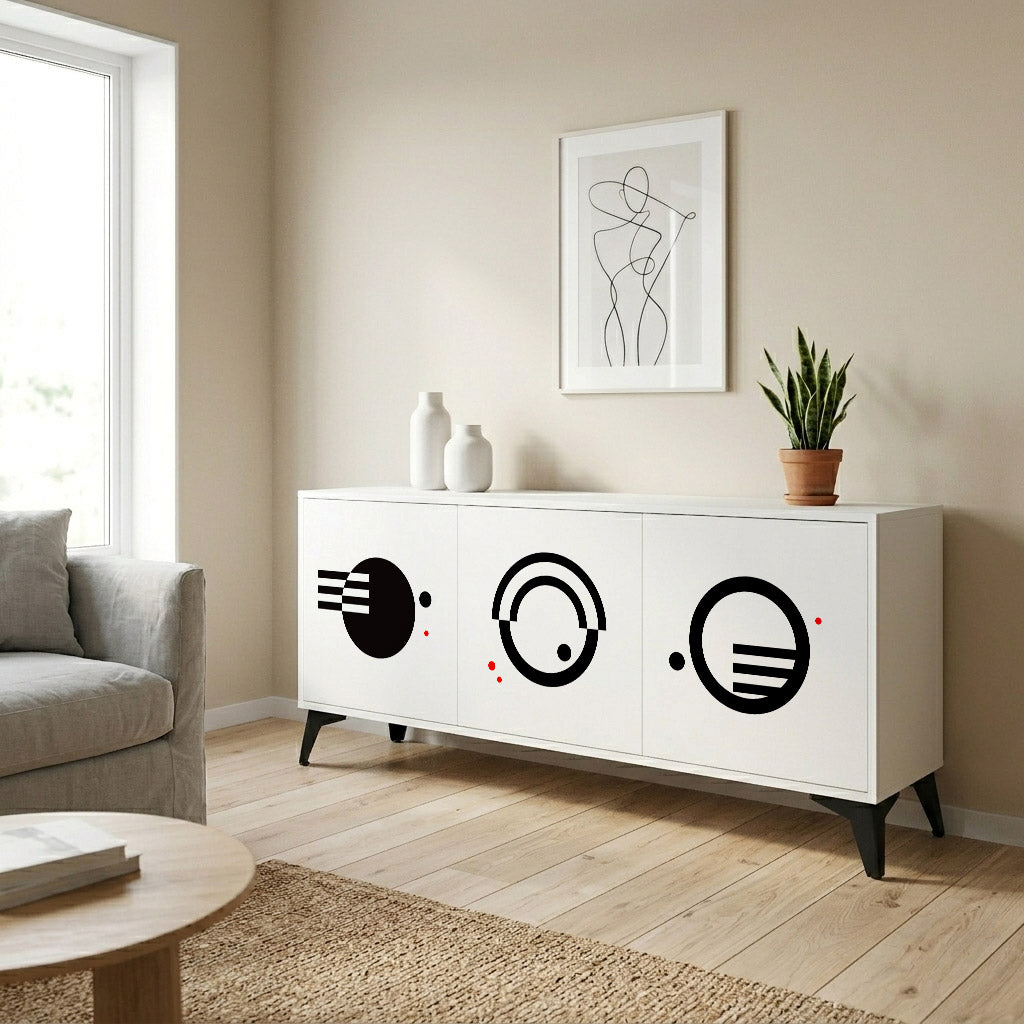 BLACK AND WHITE COMBINATION Komoda 3-drzwiowa korpus Biały