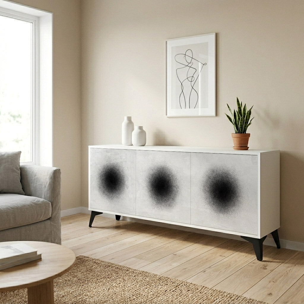 BLACK HOLE Komoda 3-drzwiowa korpus Biały