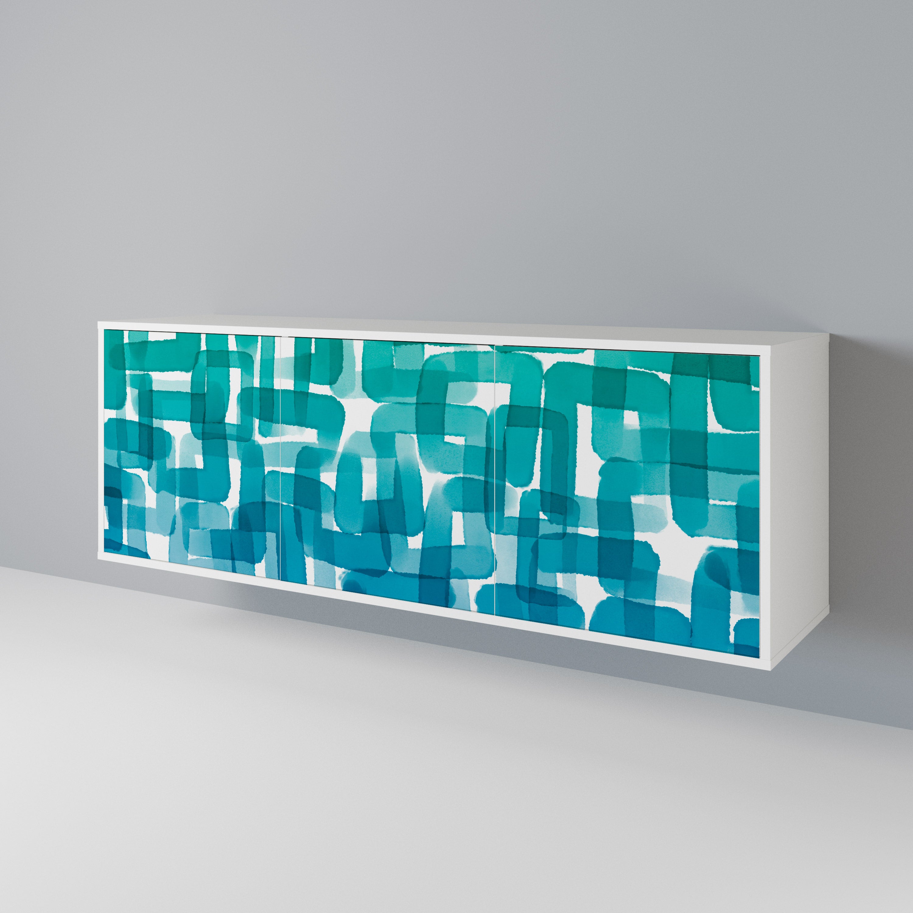 TURQUOISE RECTANGLES Komoda 3-drzwiowa korpus Biały