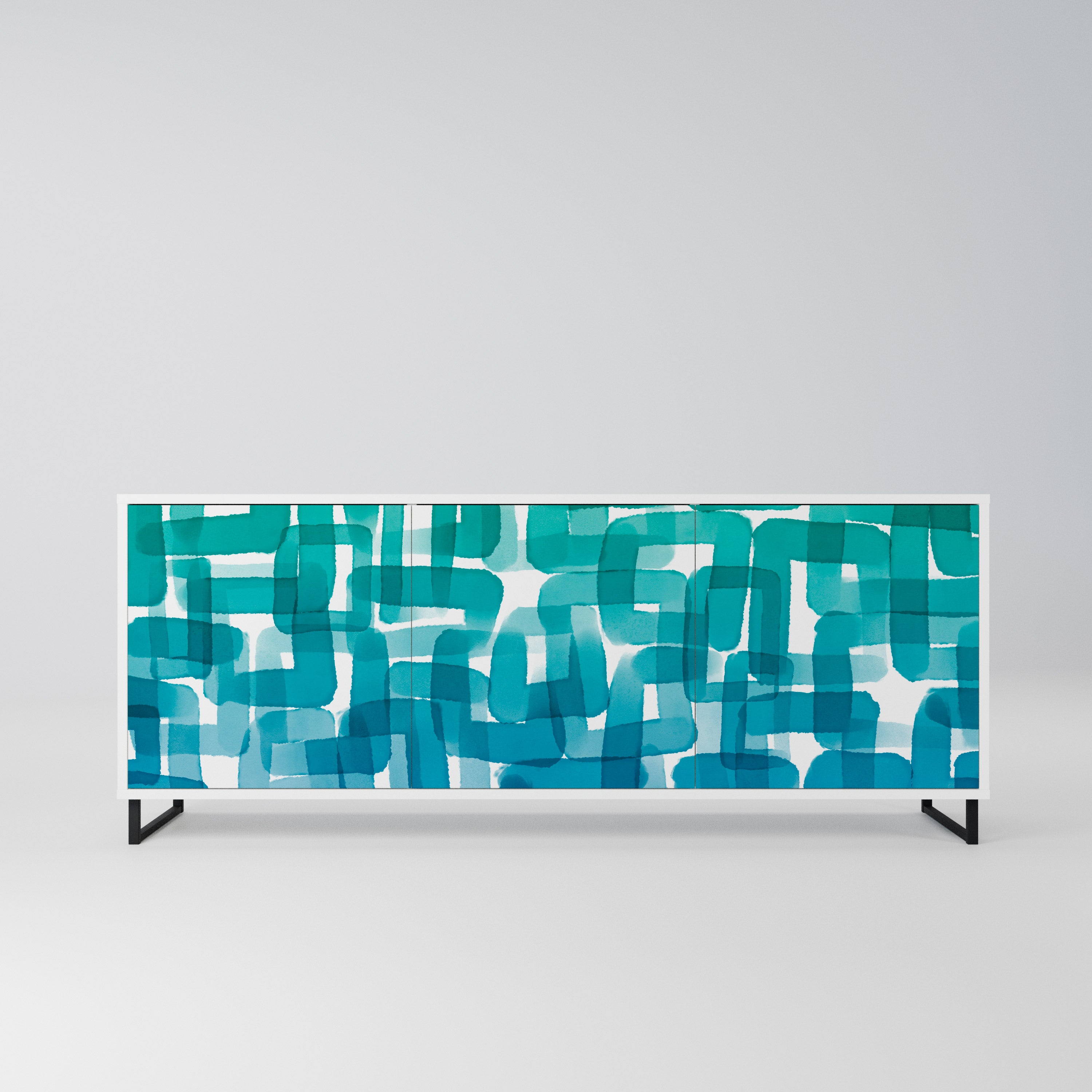 TURQUOISE RECTANGLES Komoda 3-drzwiowa korpus Biały