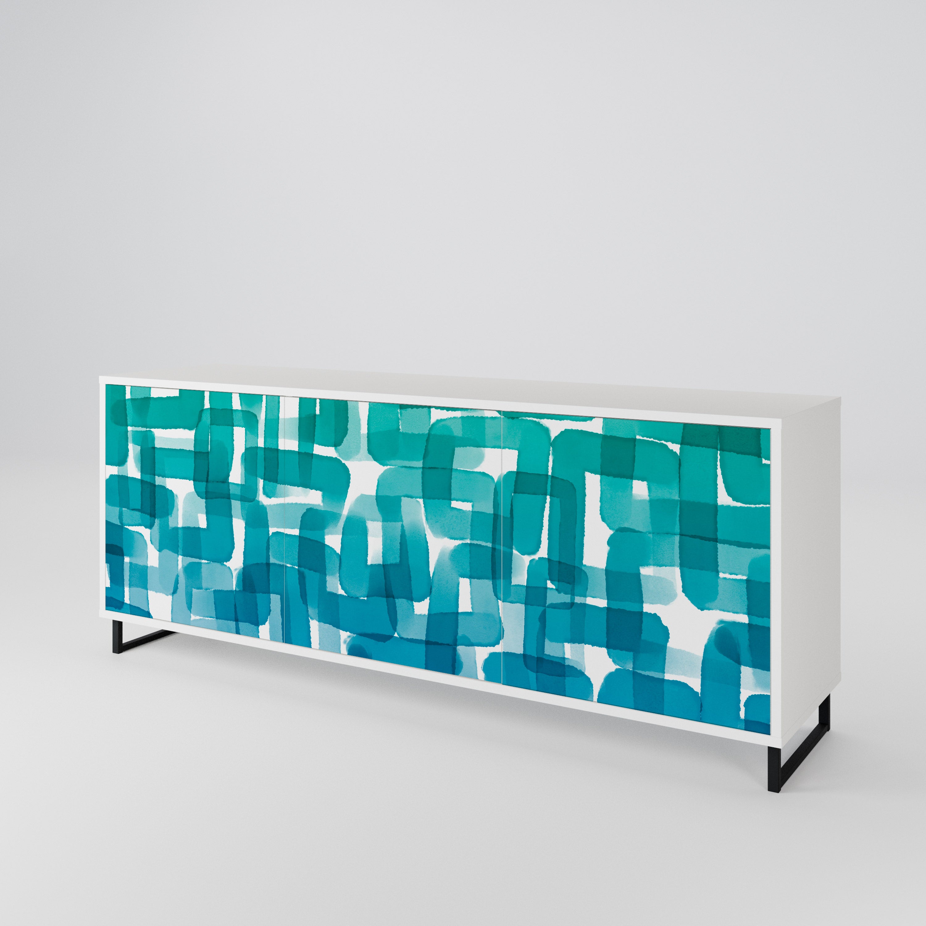 TURQUOISE RECTANGLES Komoda 3-drzwiowa korpus Biały