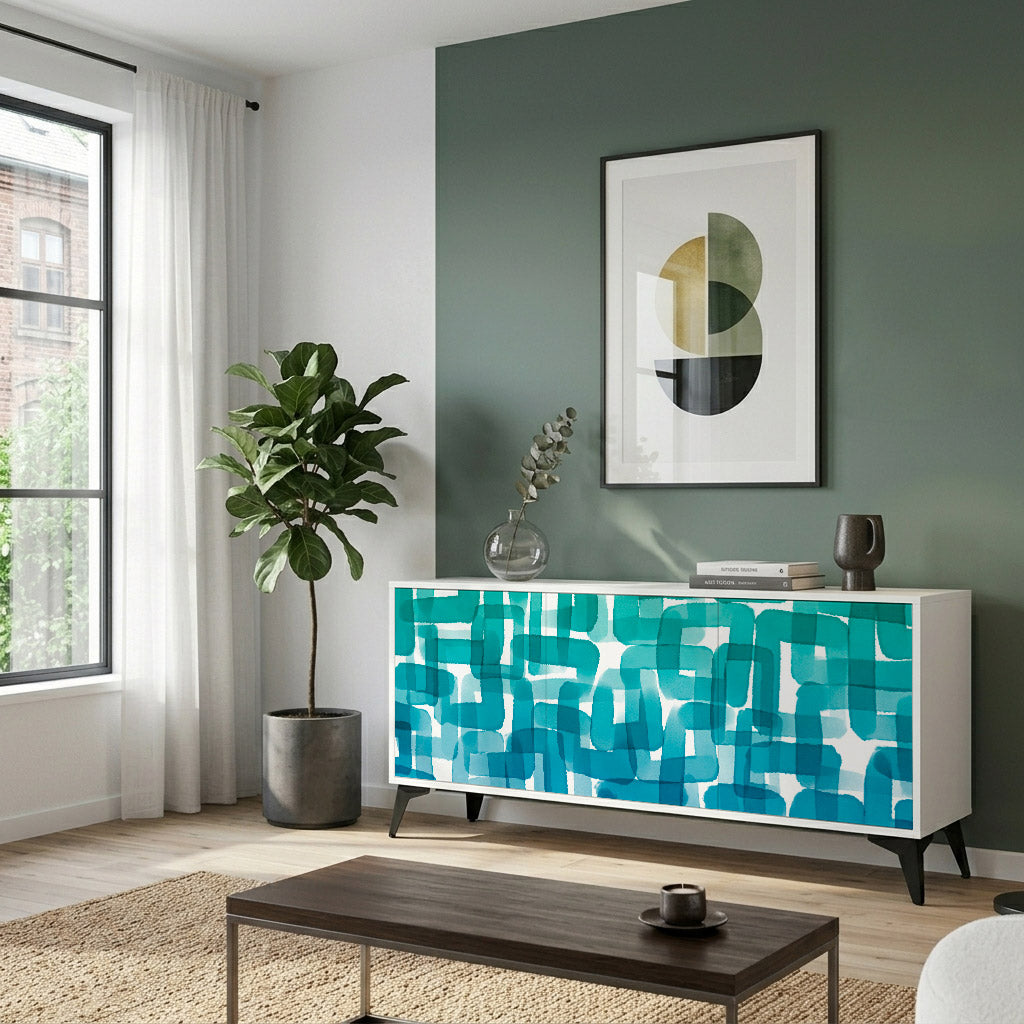 TURQUOISE RECTANGLES Komoda 3-drzwiowa korpus Biały