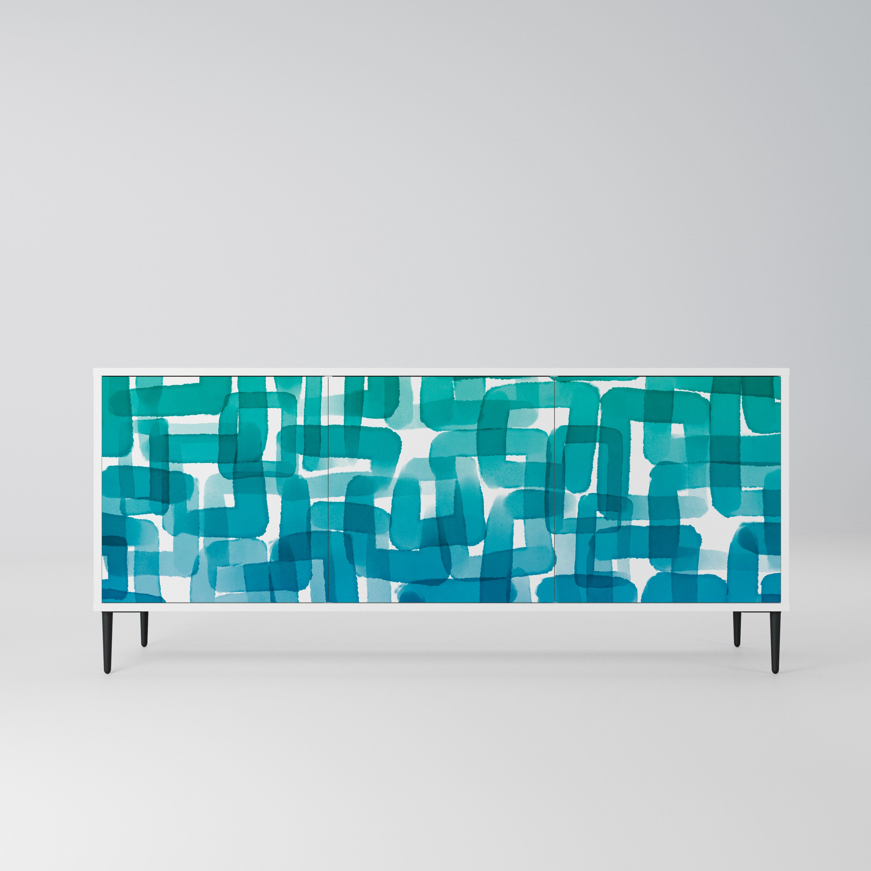 TURQUOISE RECTANGLES Komoda 3-drzwiowa korpus Biały