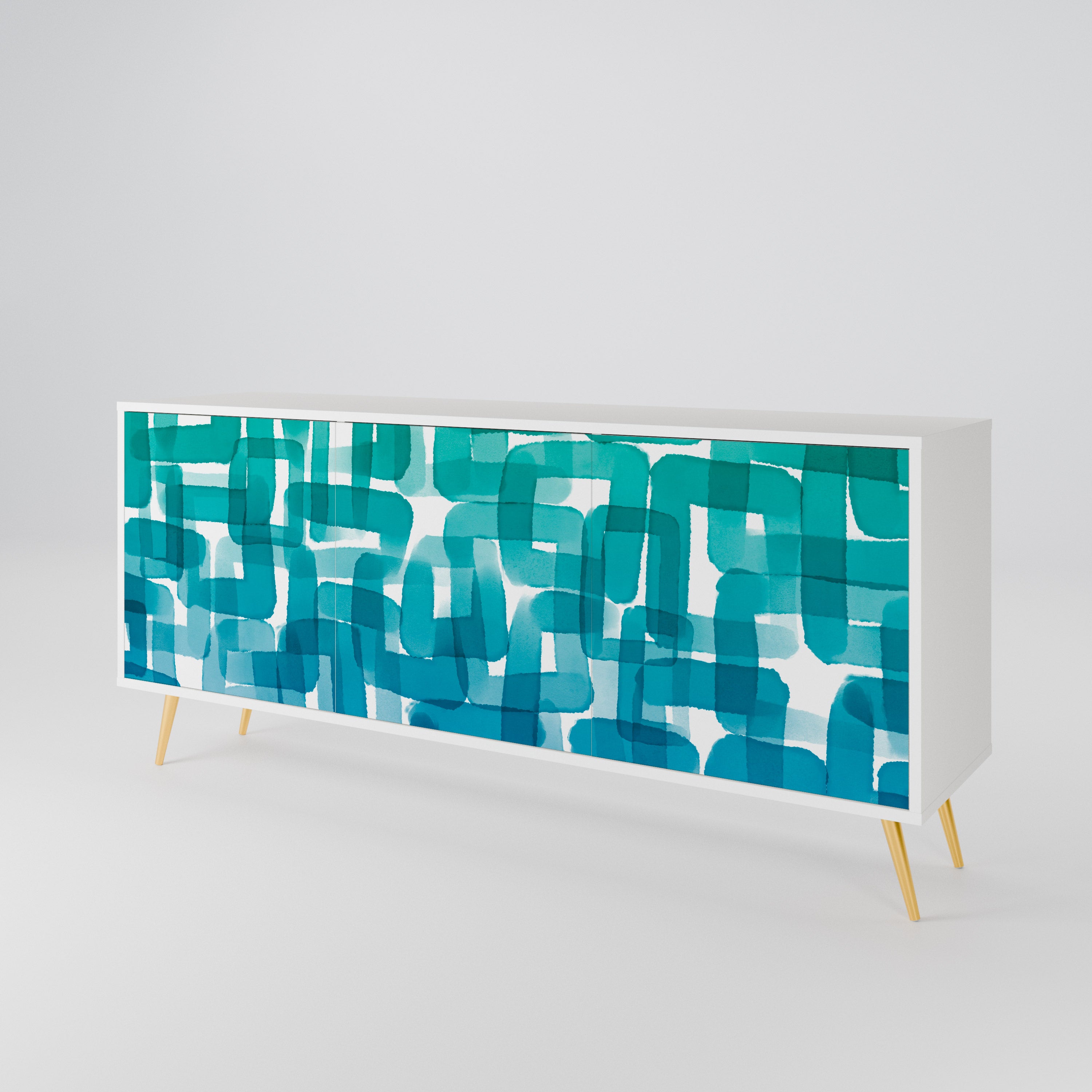 TURQUOISE RECTANGLES Komoda 3-drzwiowa korpus Biały