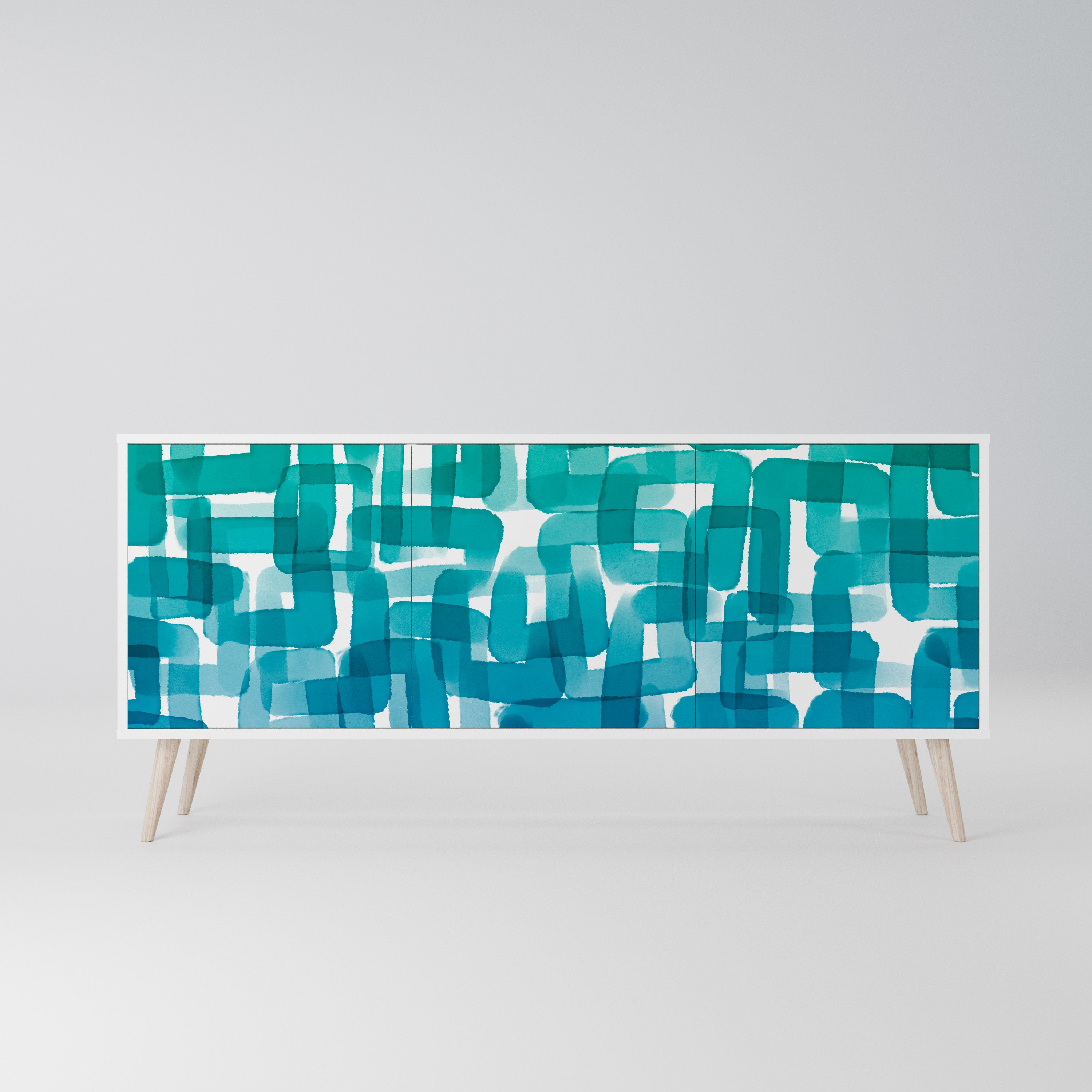 TURQUOISE RECTANGLES Komoda 3-drzwiowa korpus Biały