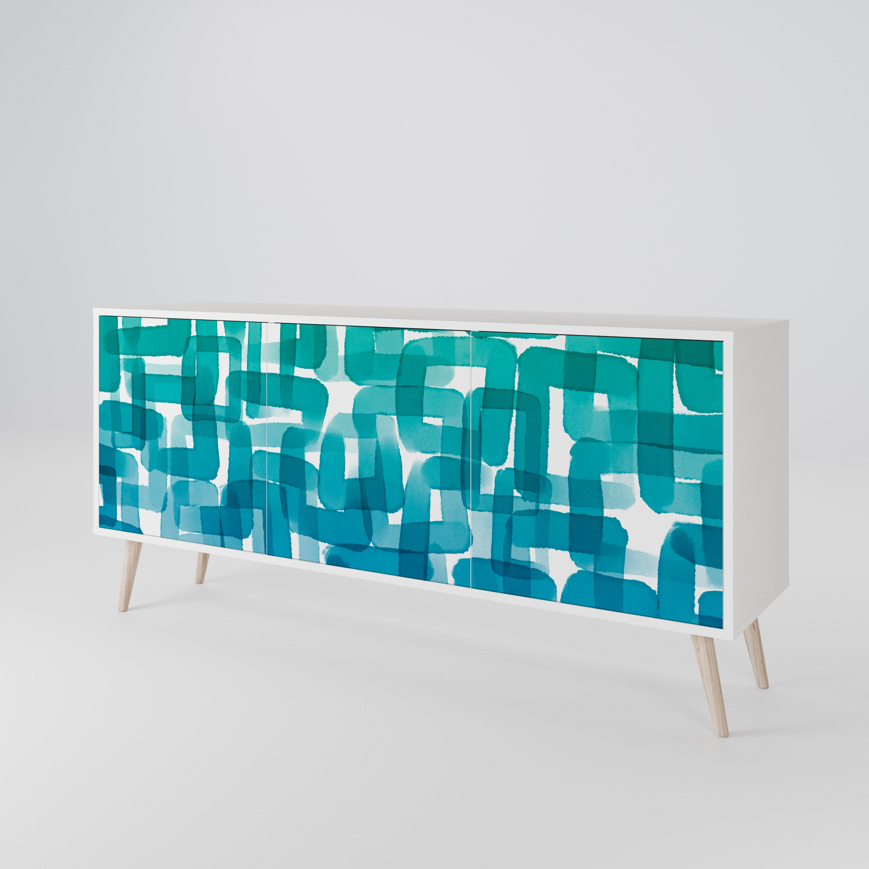TURQUOISE RECTANGLES Komoda 3-drzwiowa korpus Biały