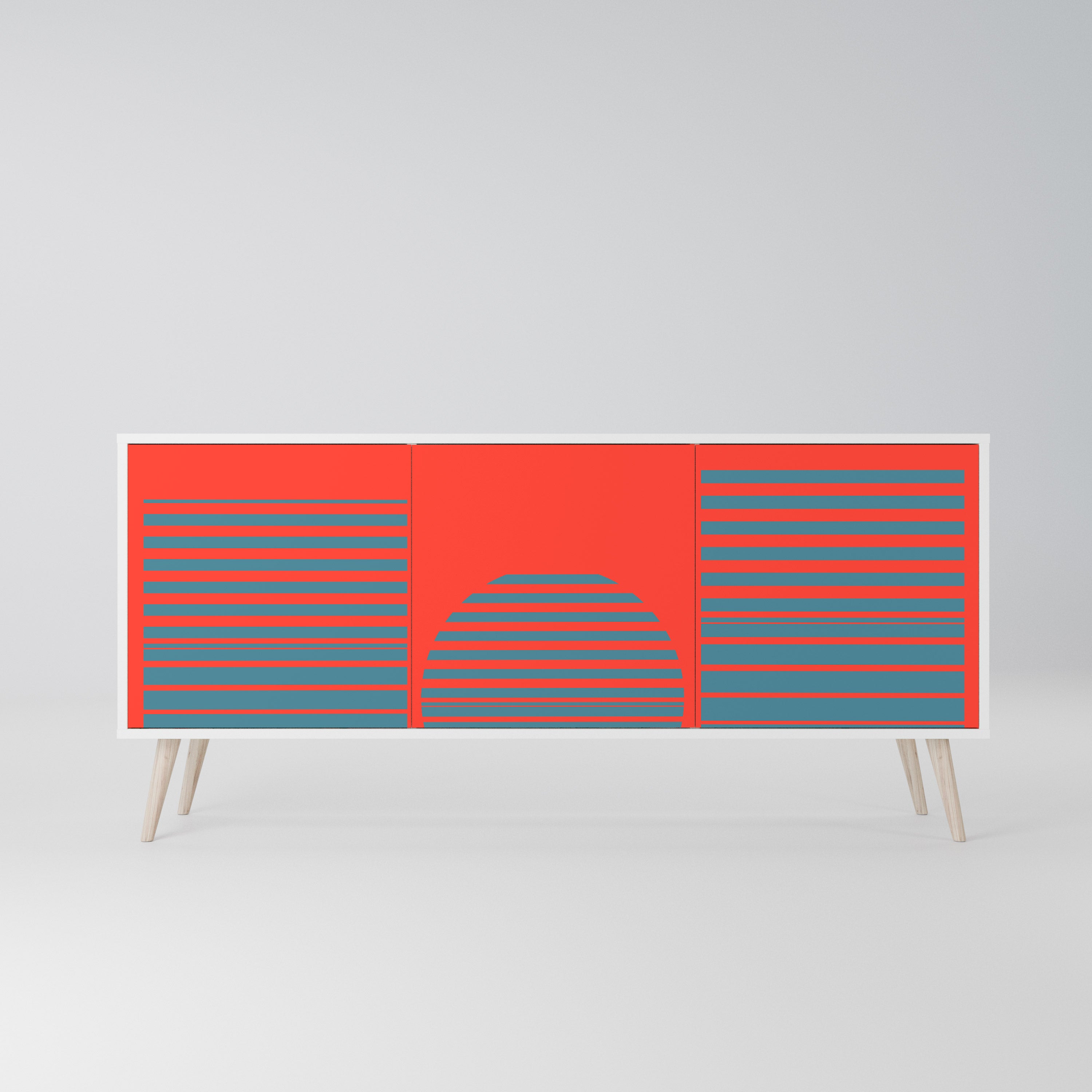 RISING GEOMETRY STARS Komoda 3-drzwiowa korpus Biały