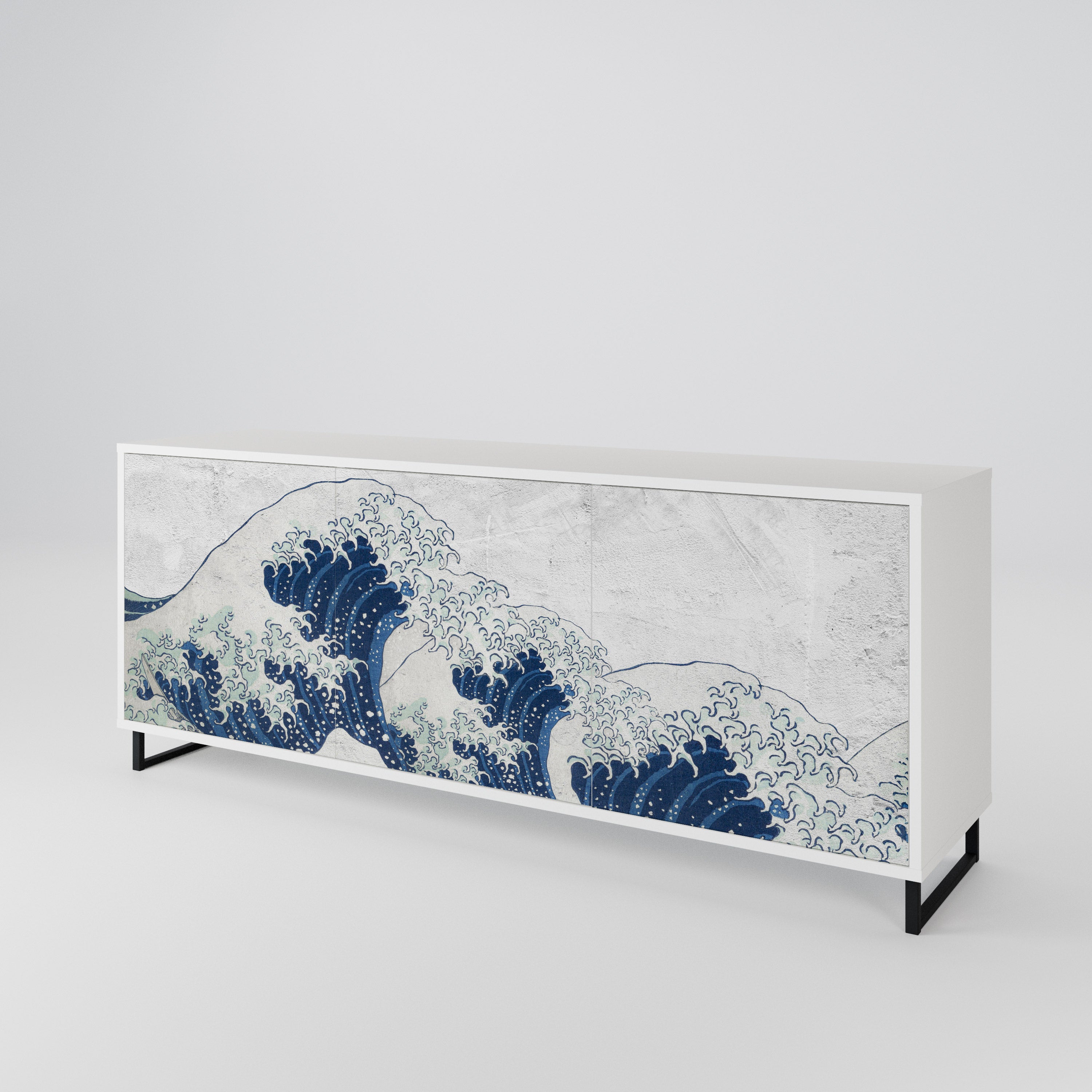 THE GREAT WAVE AT KANAGAWA Komoda 3-drzwiowa korpus Biały