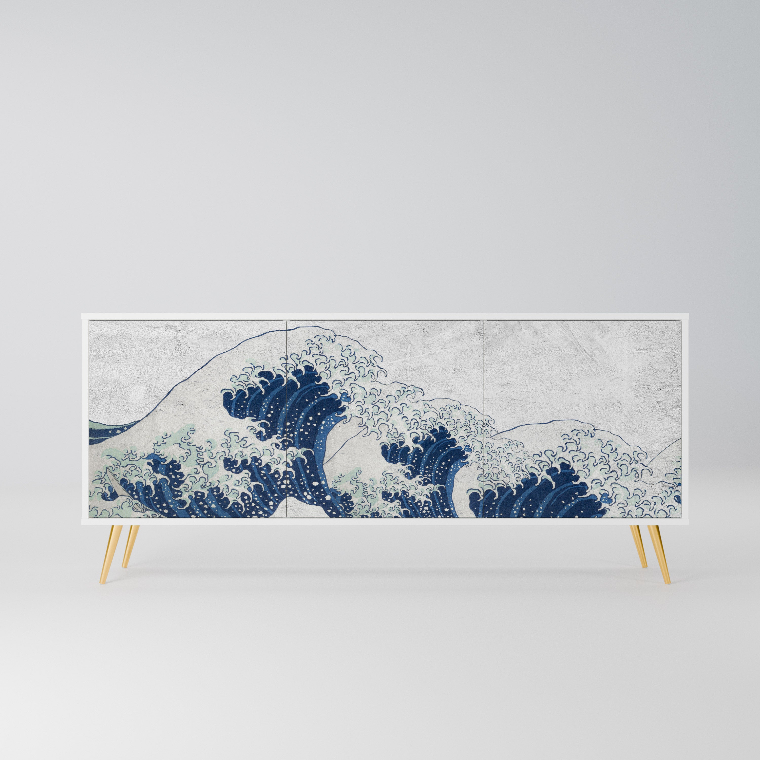 THE GREAT WAVE AT KANAGAWA Komoda 3-drzwiowa korpus Biały