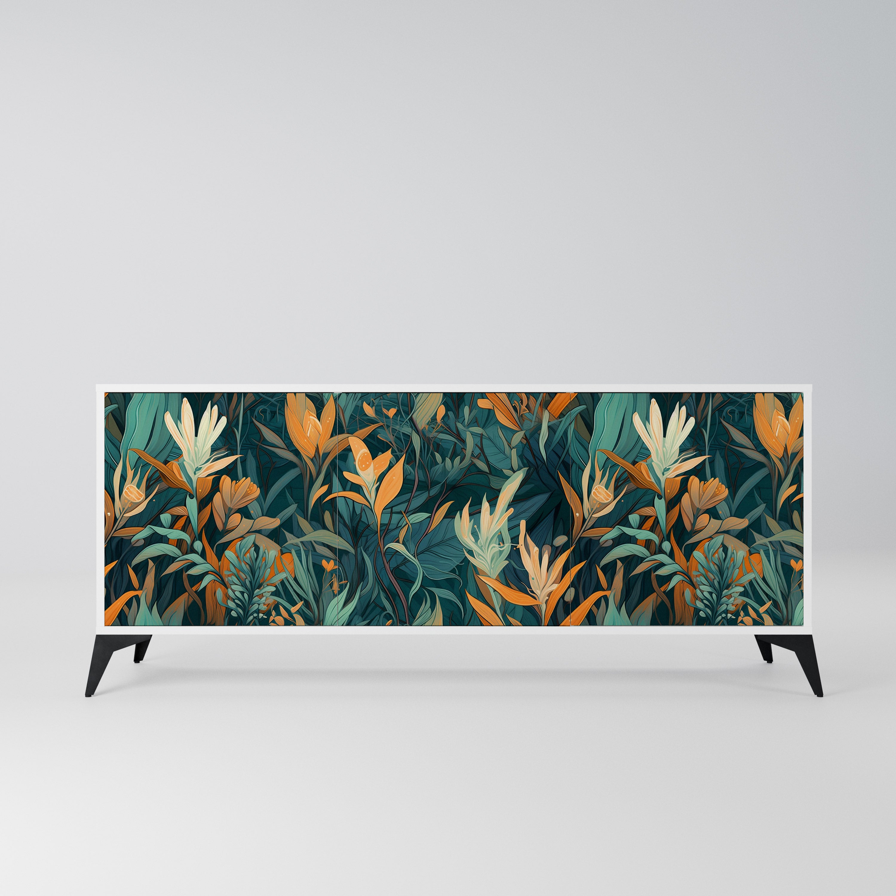 FLORAL SERENITY Komoda 3-drzwiowa korpus Biały