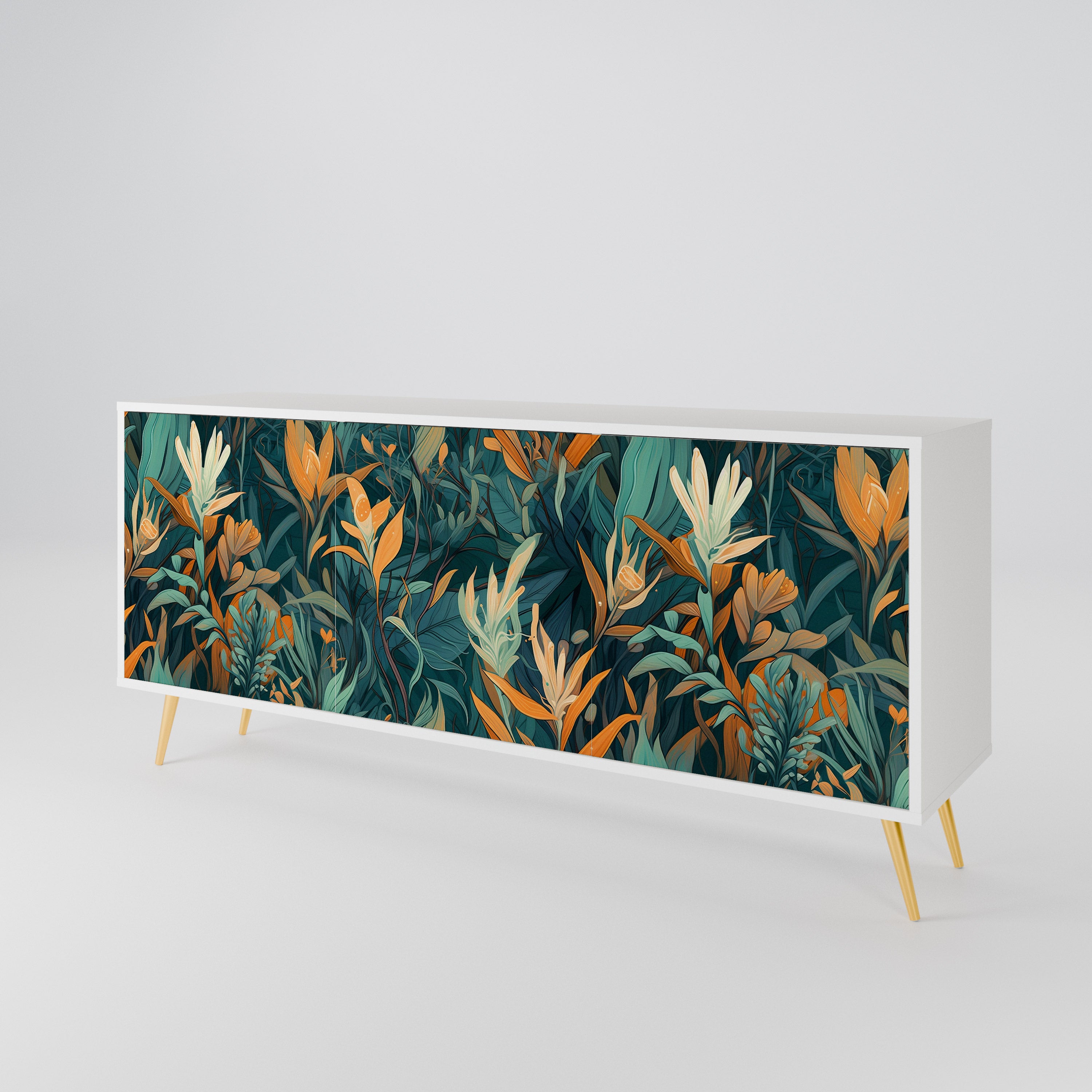 FLORAL SERENITY Komoda 3-drzwiowa korpus Biały