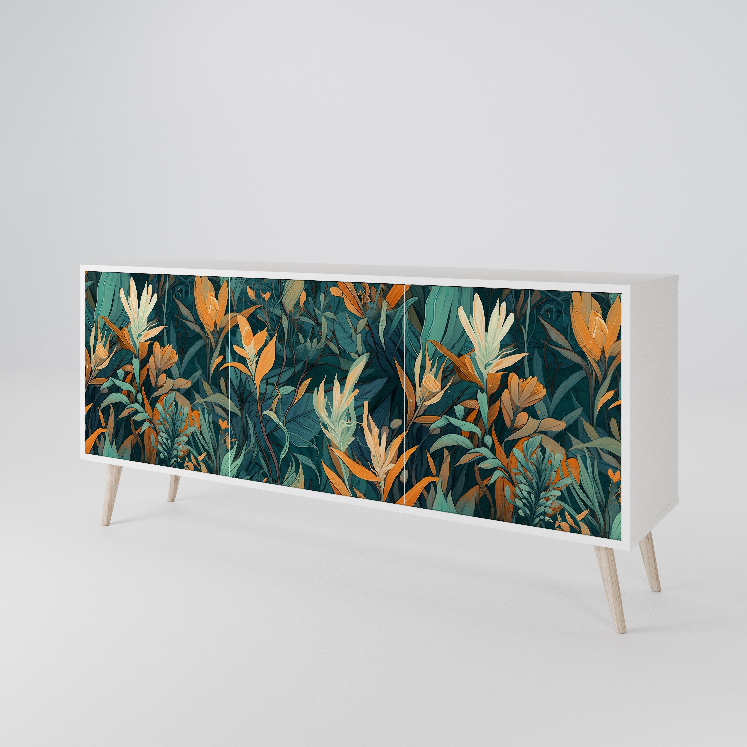 FLORAL SERENITY Komoda 3-drzwiowa korpus Biały