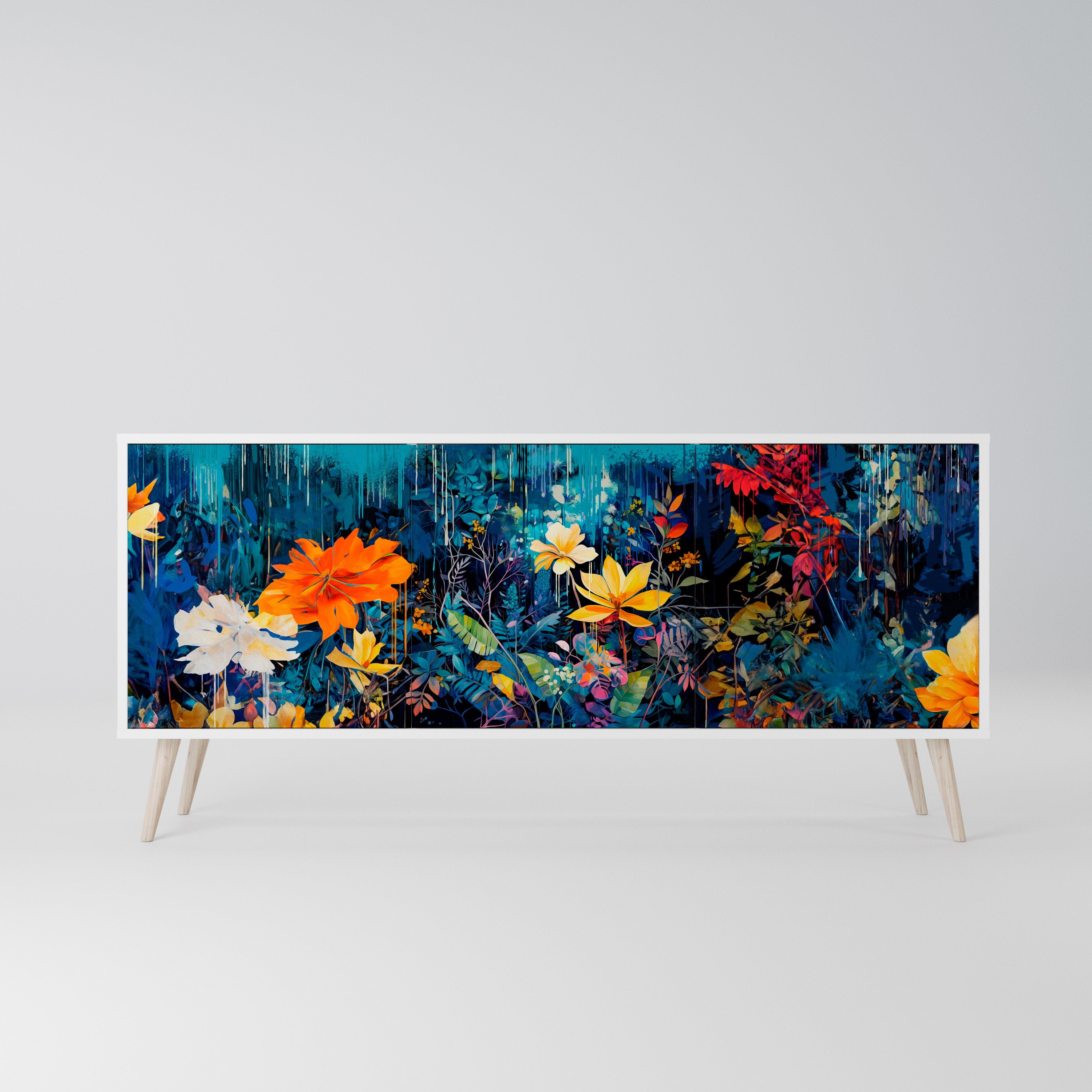 MIDNIGHT BLOSSOM Komoda 3-drzwiowa korpus Biały