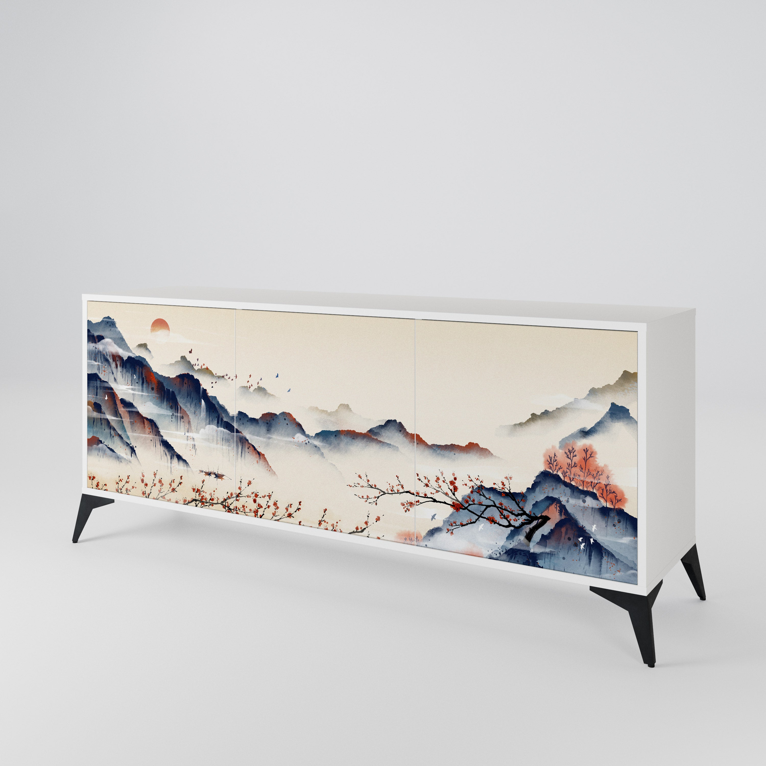 JAPANESE LANDSCAPE Komoda 3-drzwiowa korpus Biały
