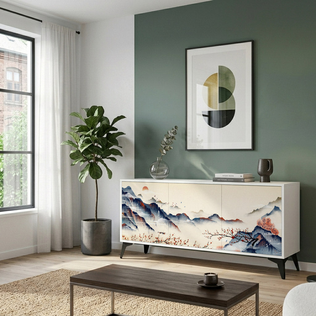 JAPANESE LANDSCAPE Komoda 3-drzwiowa korpus Biały