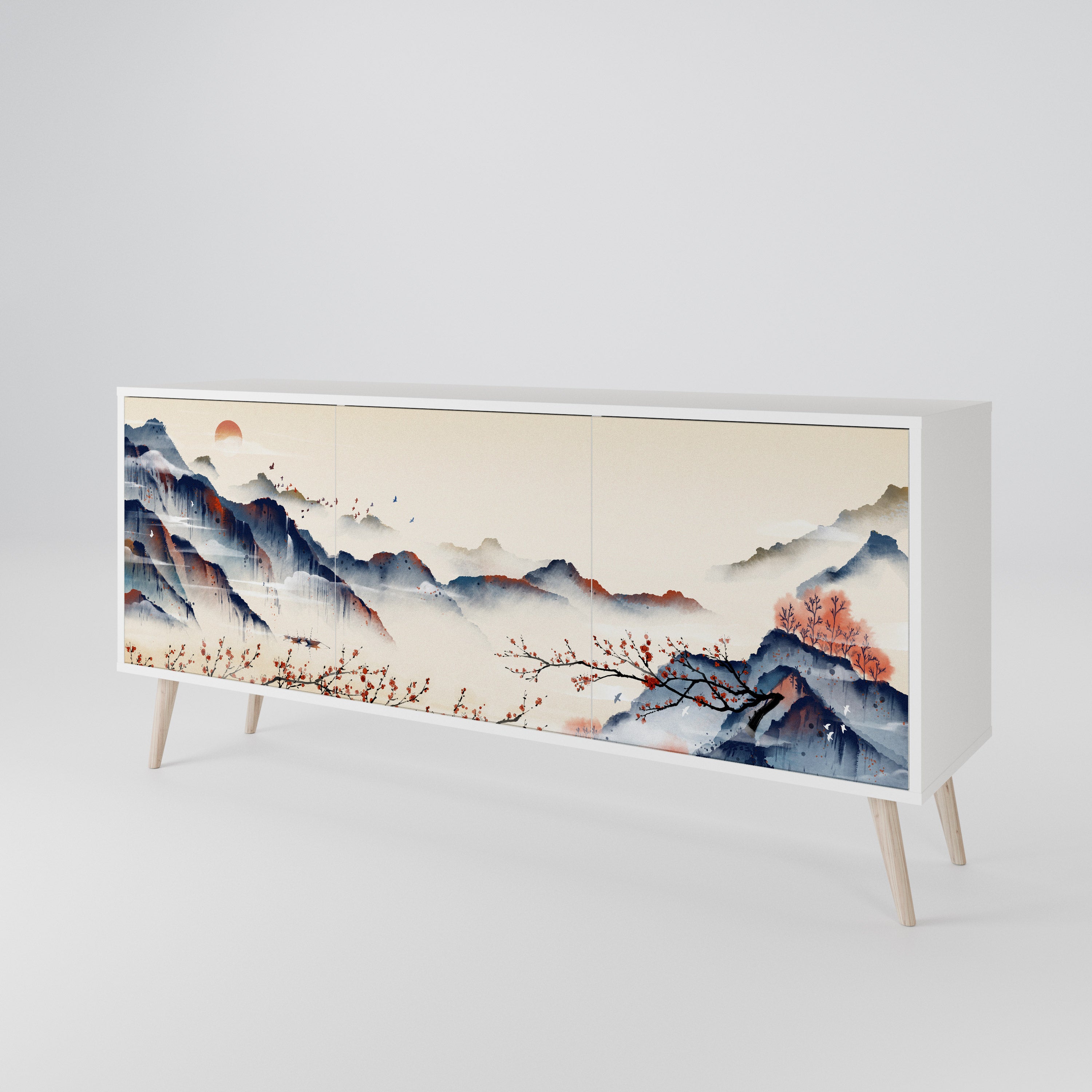 JAPANESE LANDSCAPE Komoda 3-drzwiowa korpus Biały