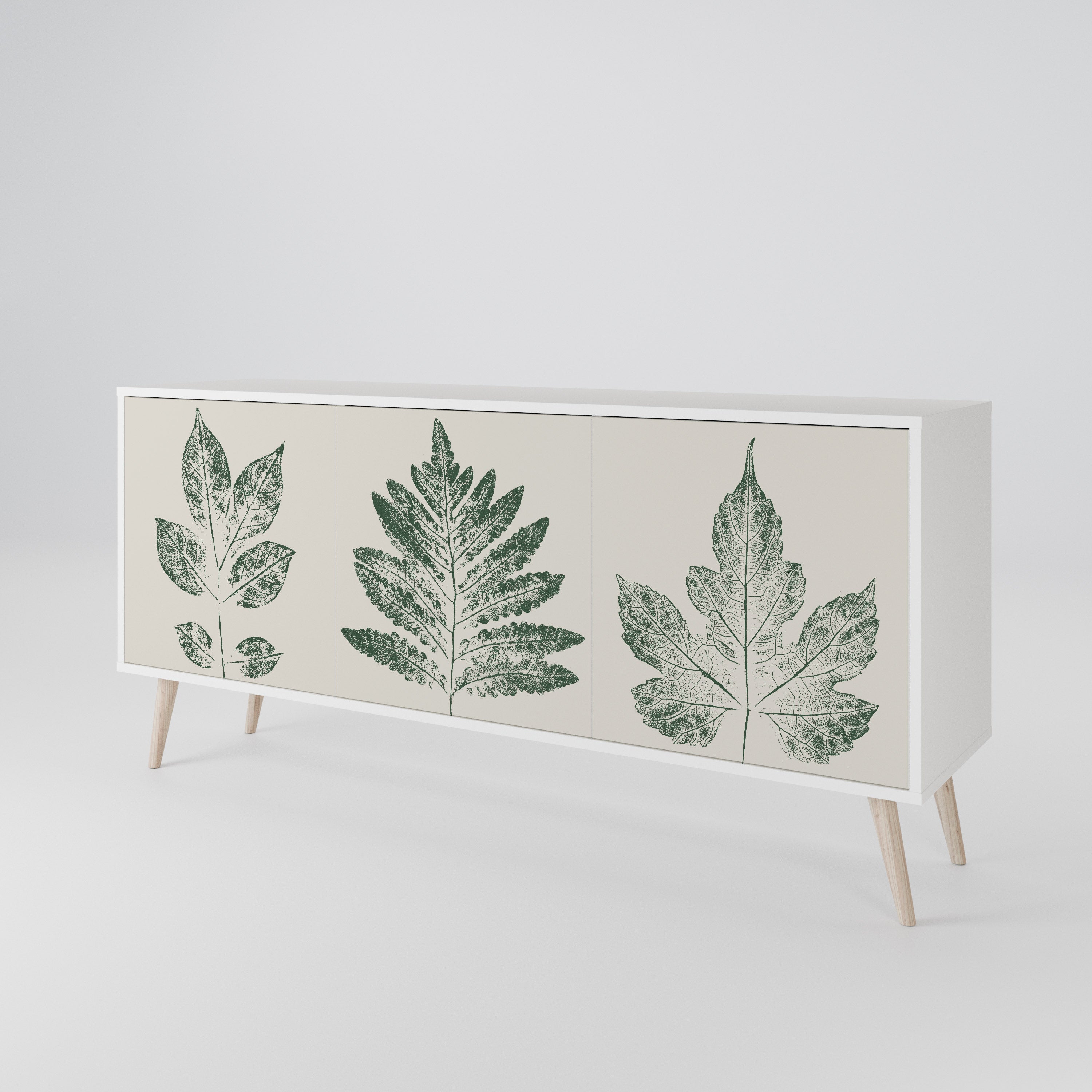 GREEN LEAFY STAMPS Komoda 3-drzwiowa korpus Biały