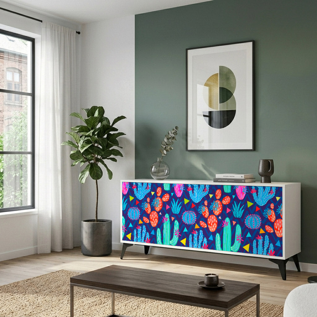 CACTUS VIBES Komoda 3-drzwiowa korpus Biały